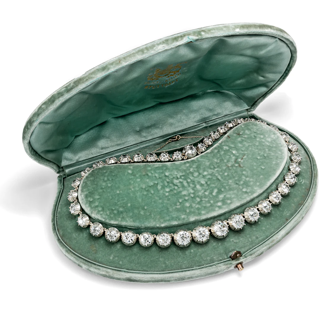 Magnificent 36.45 ct Diamond Rivière in Silver on Gold, c. 1890s