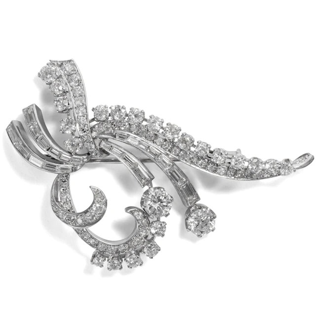 Sway the Night Away • Atemberaubende vintage Brosche mit 5,18 ct Diamanten