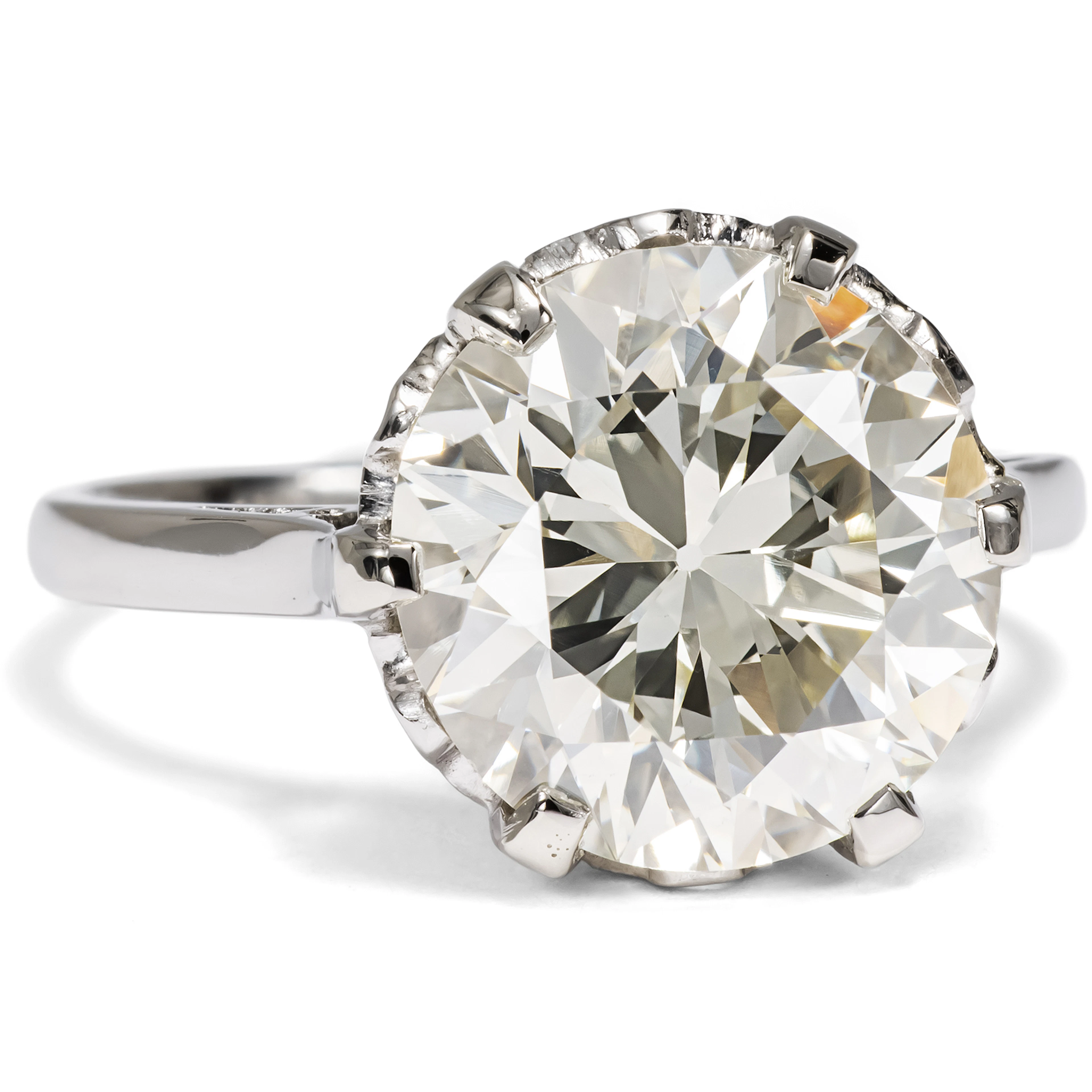 Art Déco Engagement Ring with 4.30 ct Transitional Cut Diamond, c. 1930