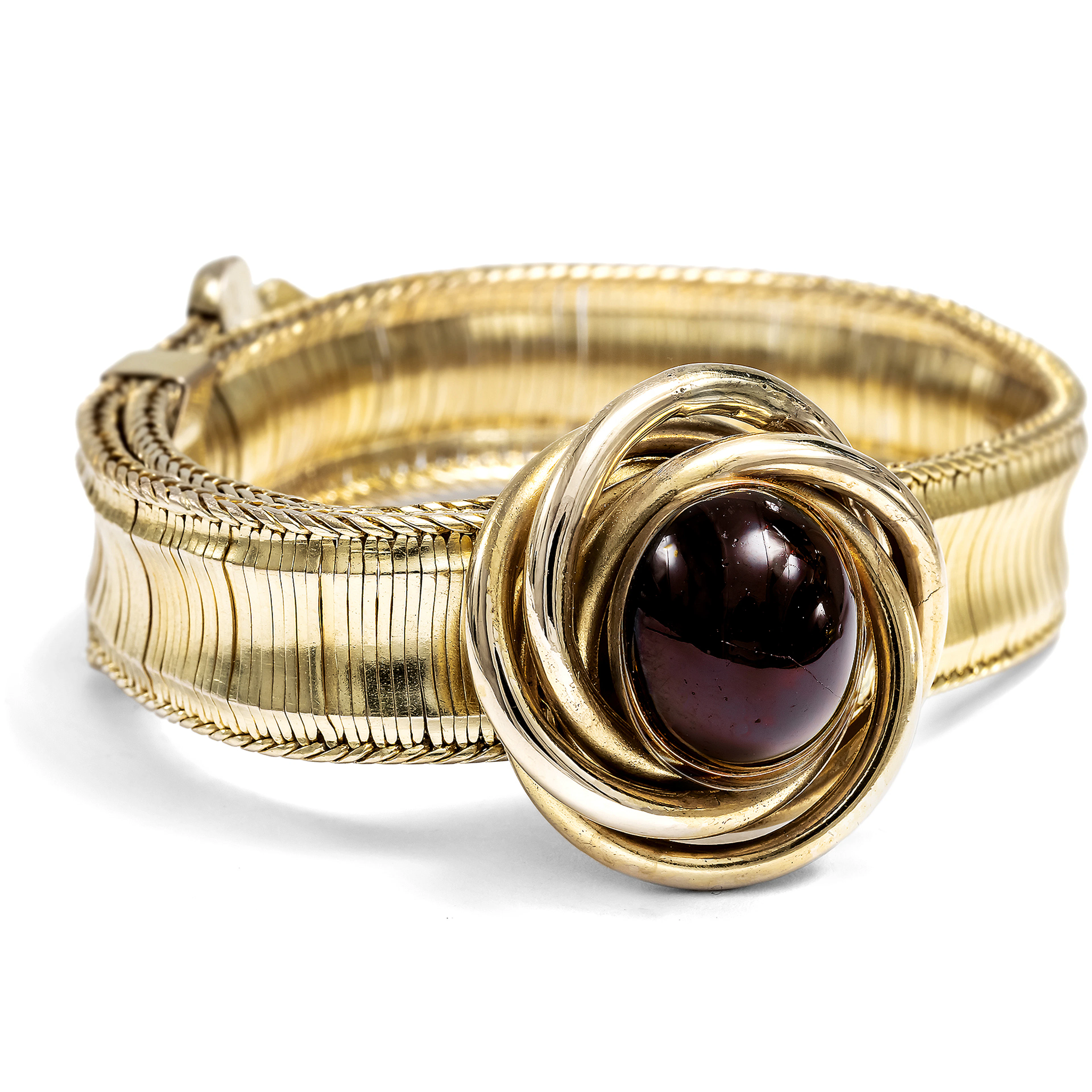 Victorian Garnet Cabochon and Gold Bracelet, c. 1850