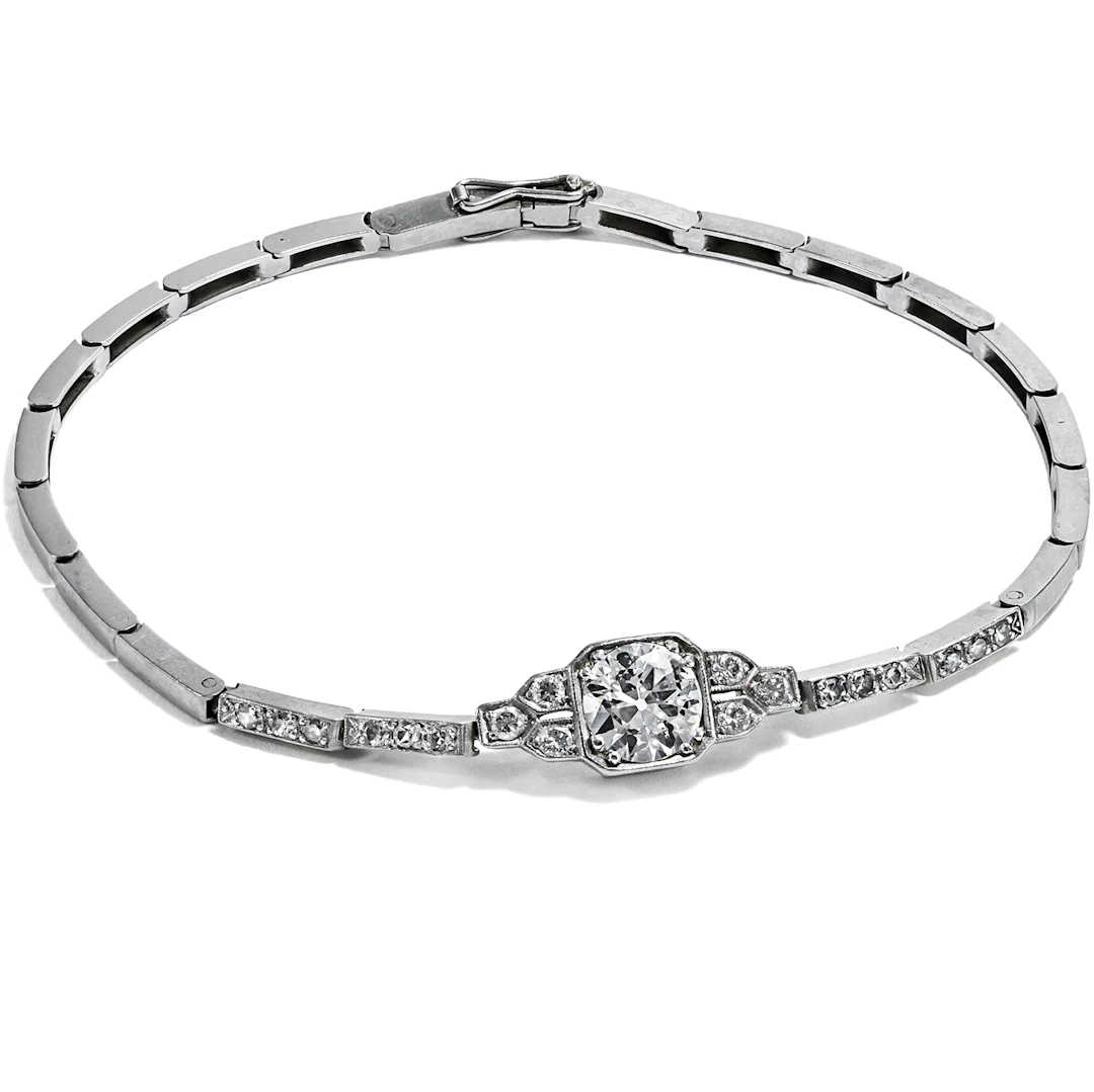 Elegant Art Deco Bracelet with Diamonds in Platinum, c. 1930