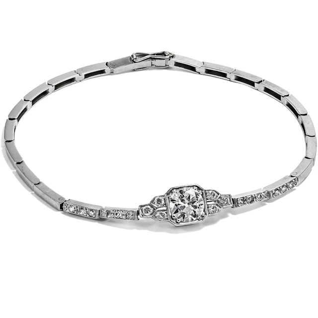 Elegant Art Deco Bracelet with Diamonds in Platinum, c. 1930