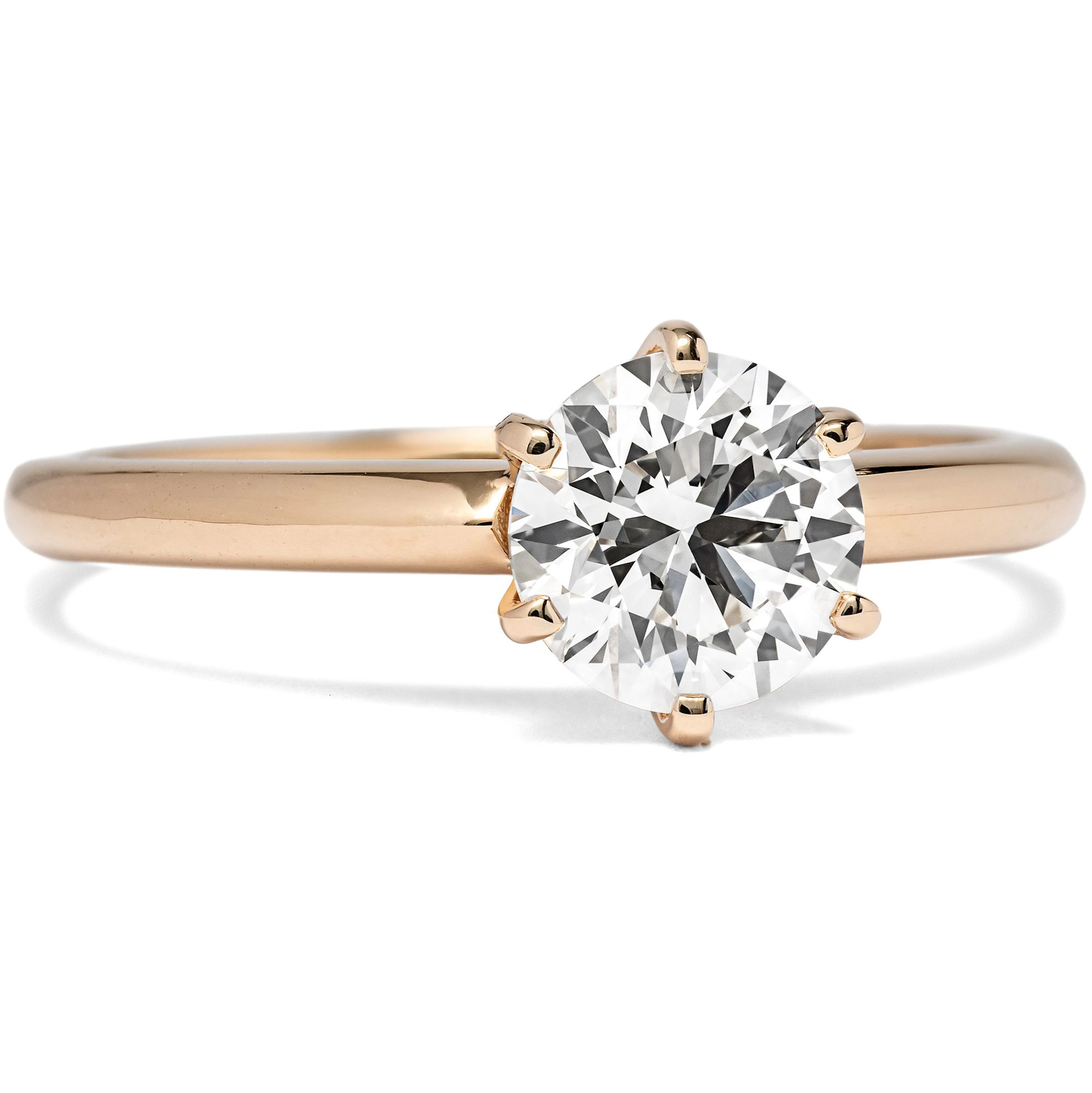 Classic Engagement Ring with a 1.10 Ct Diamond (G, IF) in Rose Gold