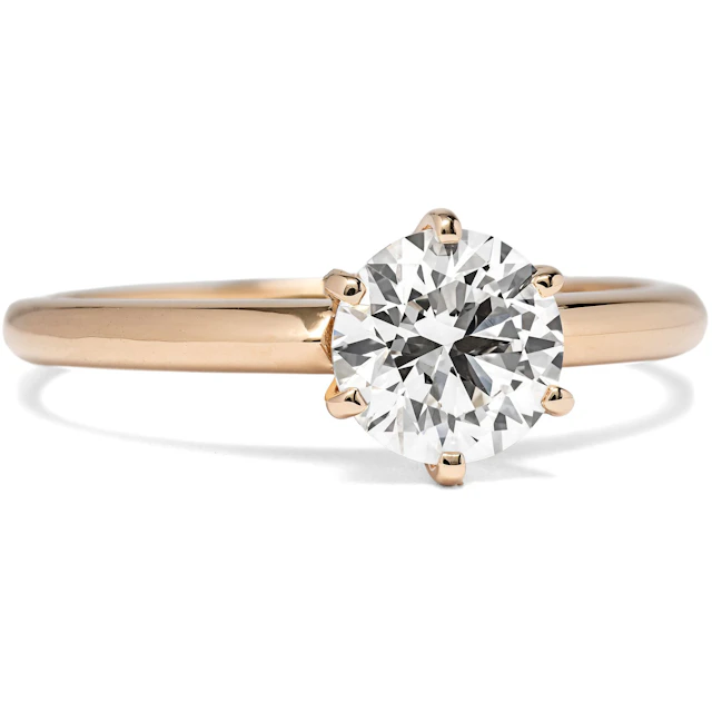 Classic Engagement Ring with a 1.10 Ct Diamond (G, IF) in Rose Gold
