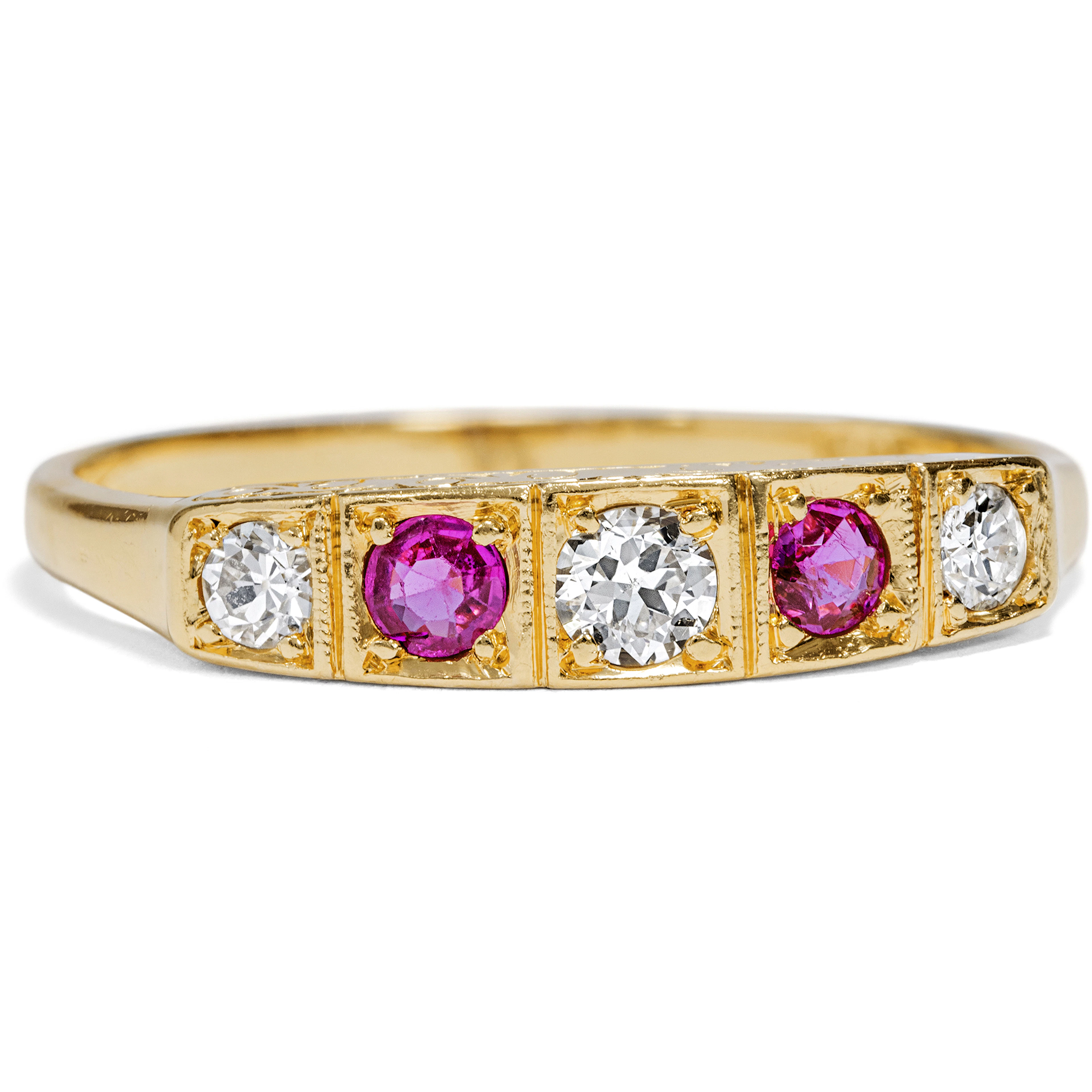 Antique Gold Ring with Rubies from Burma & Diamonds, Germany c. 1900