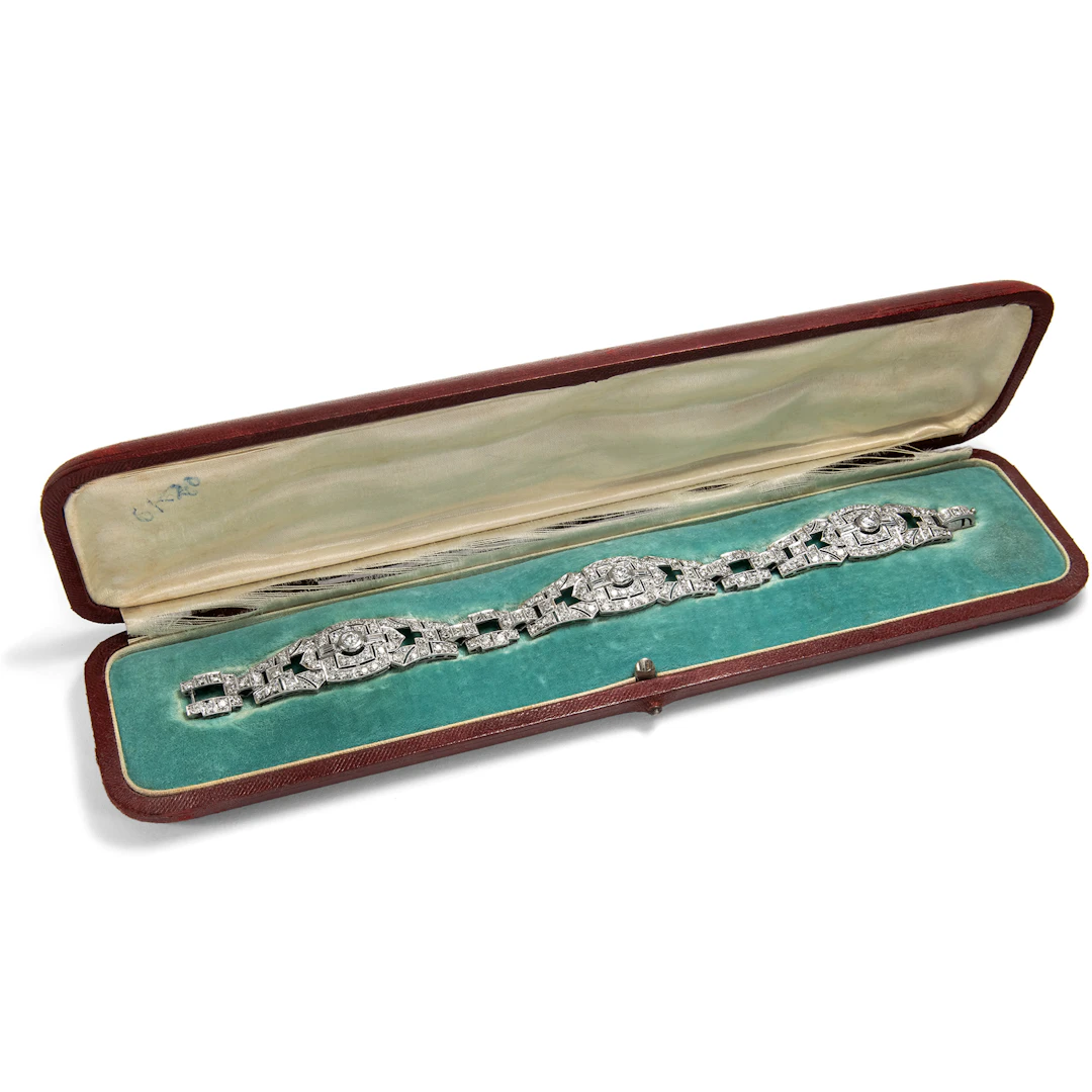 Classic Déco Bracelet with 8.75 ct Diamonds in Platinum, c. 1930