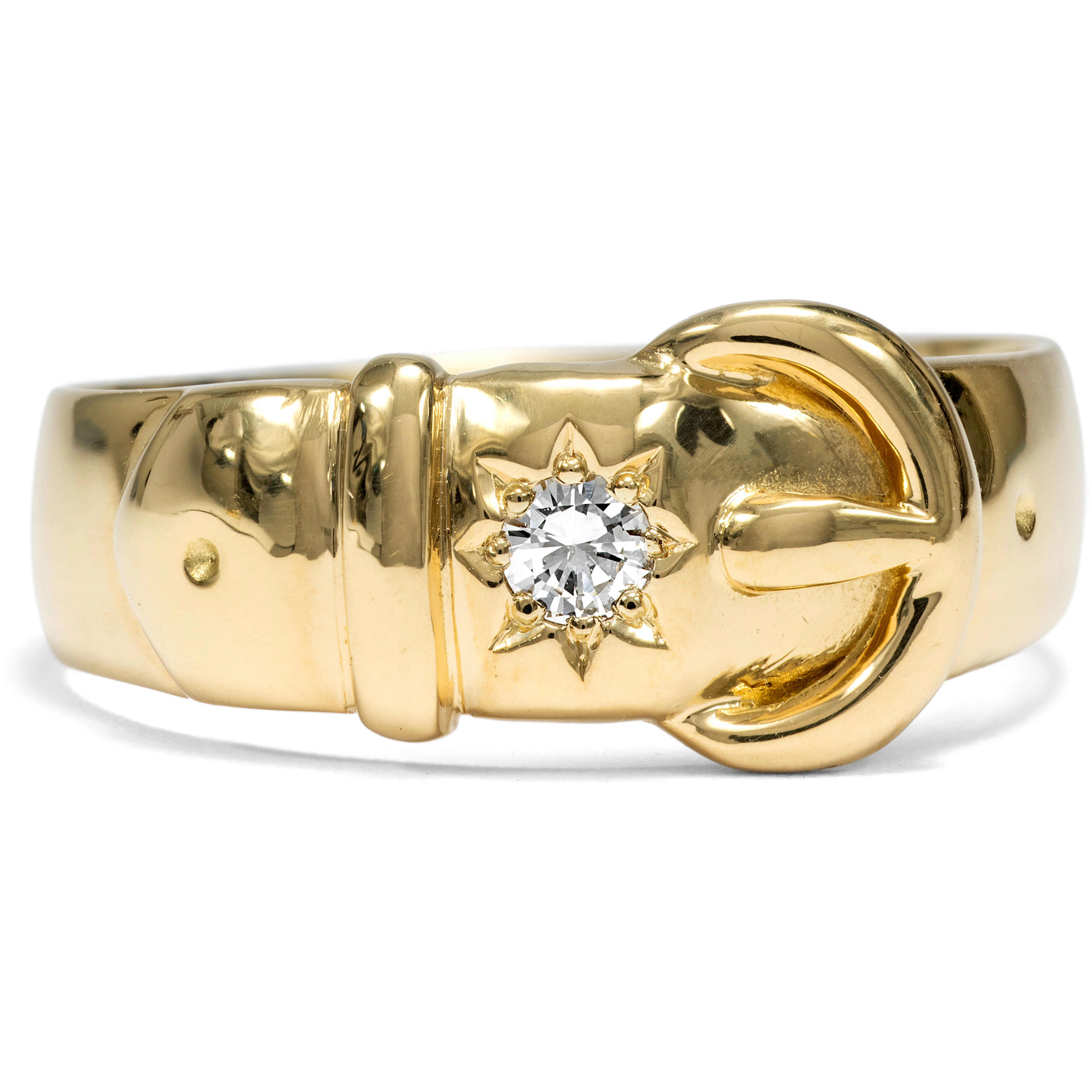 Yellow Gold Belt Ring with Vintage Diamond from Our Workshop