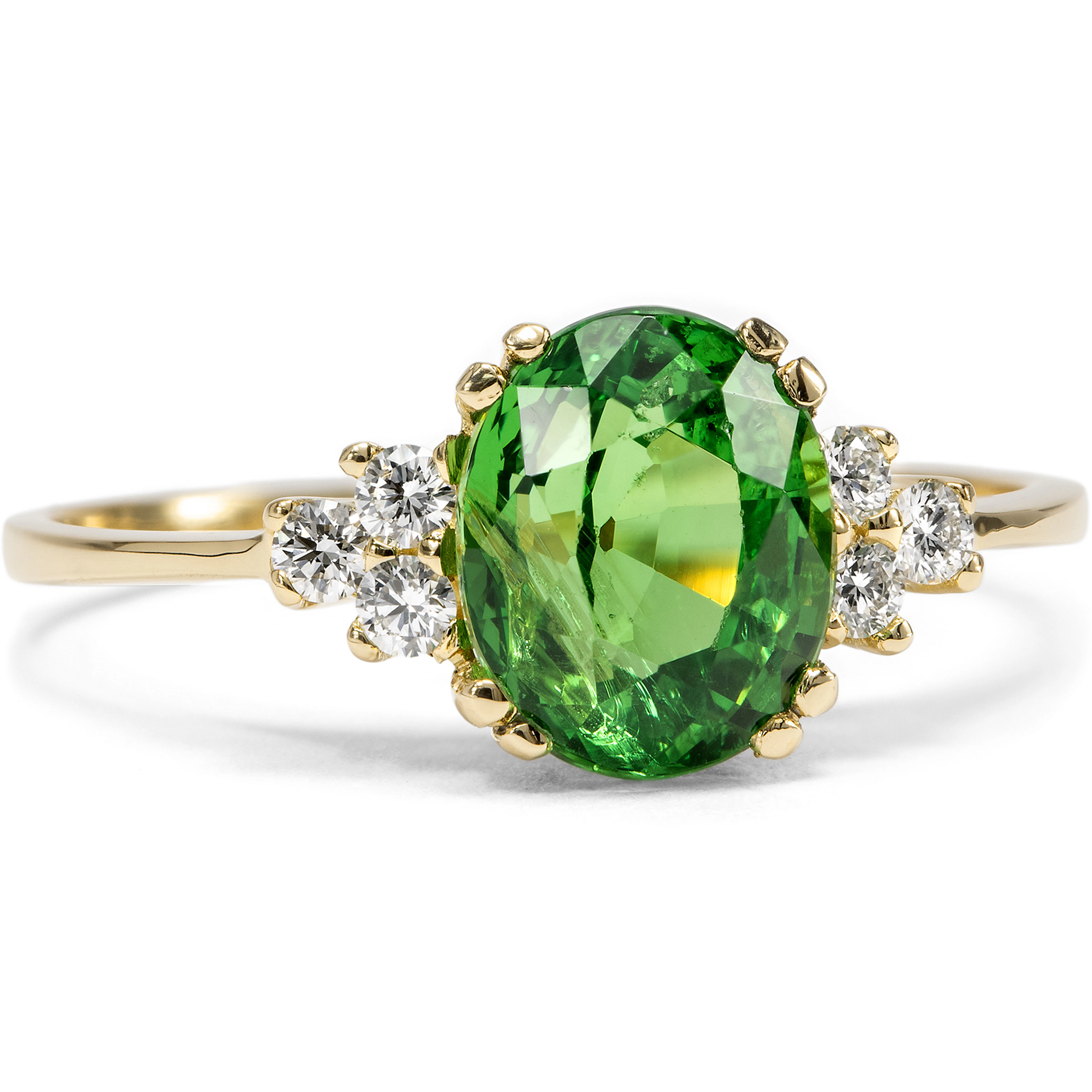 Delicate Gold Ring with Tsavorite & Diamonds, from Our Workshop