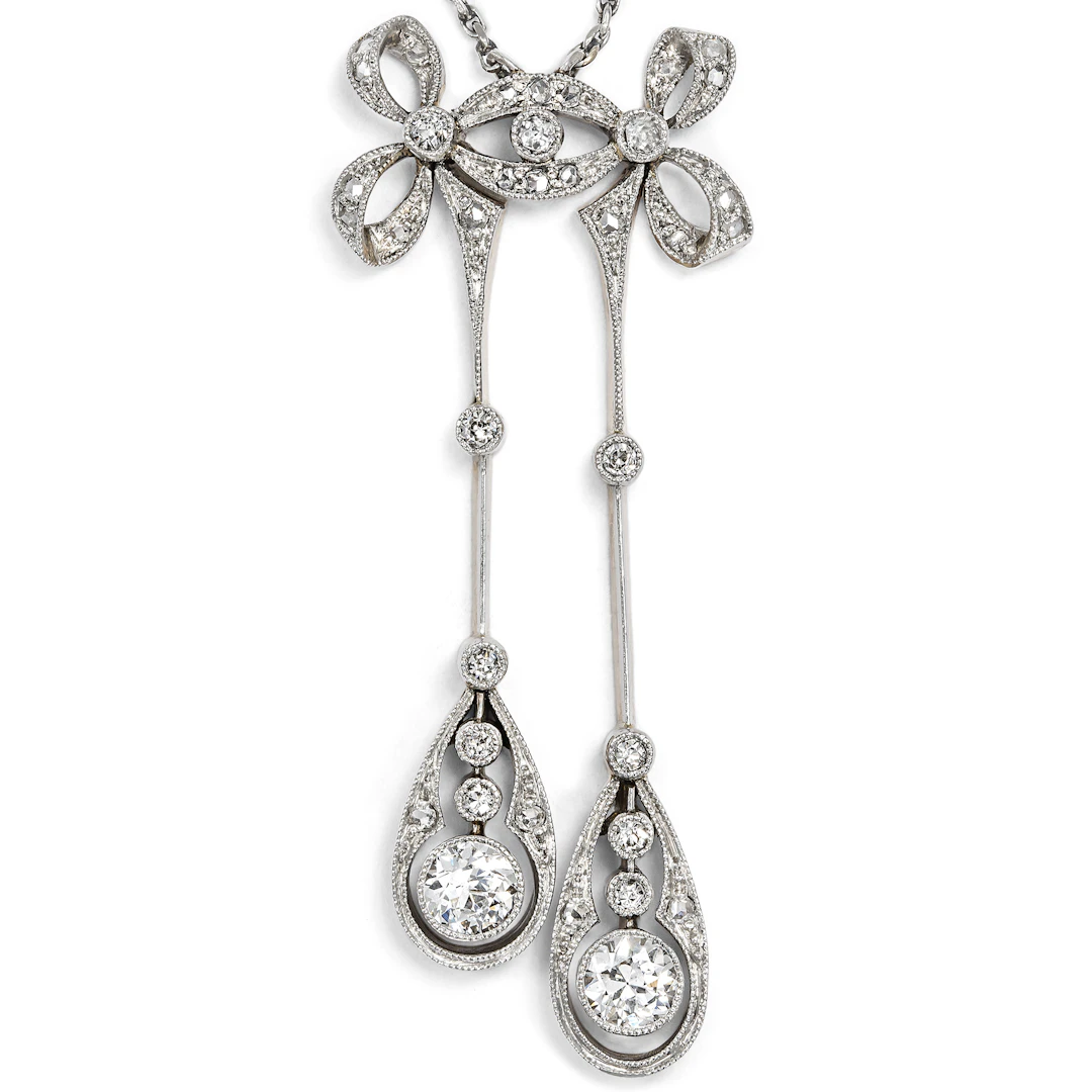 Elegant Diamond Negligé Necklace in Platinum on Gold, Wilhelm Müller