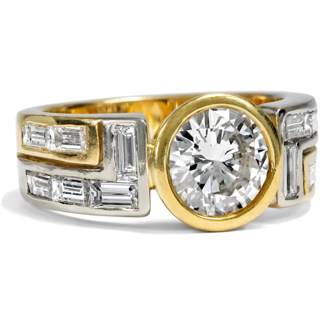 Precious Vintage Ring with 1.50 ct Brilliant, Italy, c. 1995