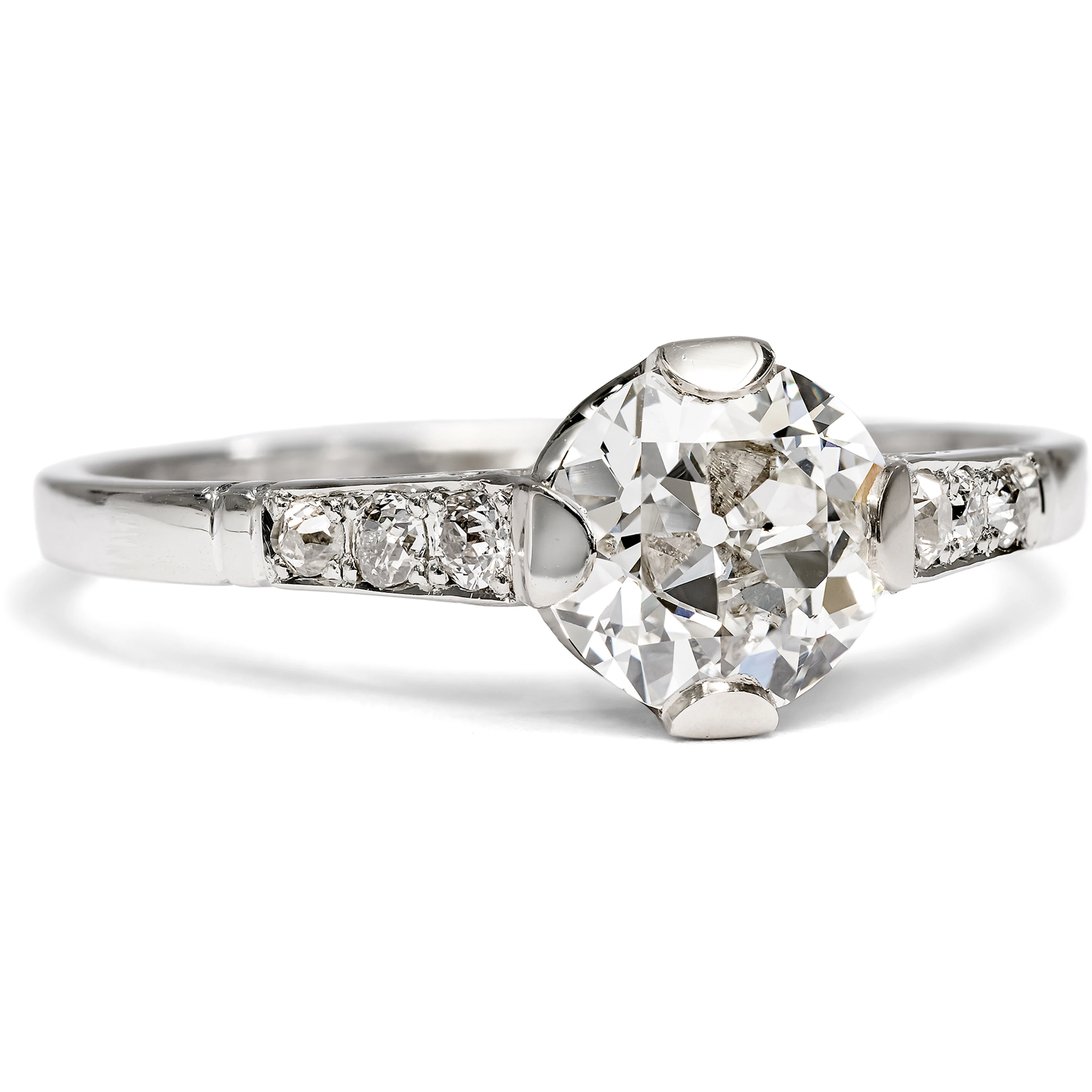 Antique Ring with 1.37 ct Old European Cut Diamond Solitaire, Rotterdam c. 1925