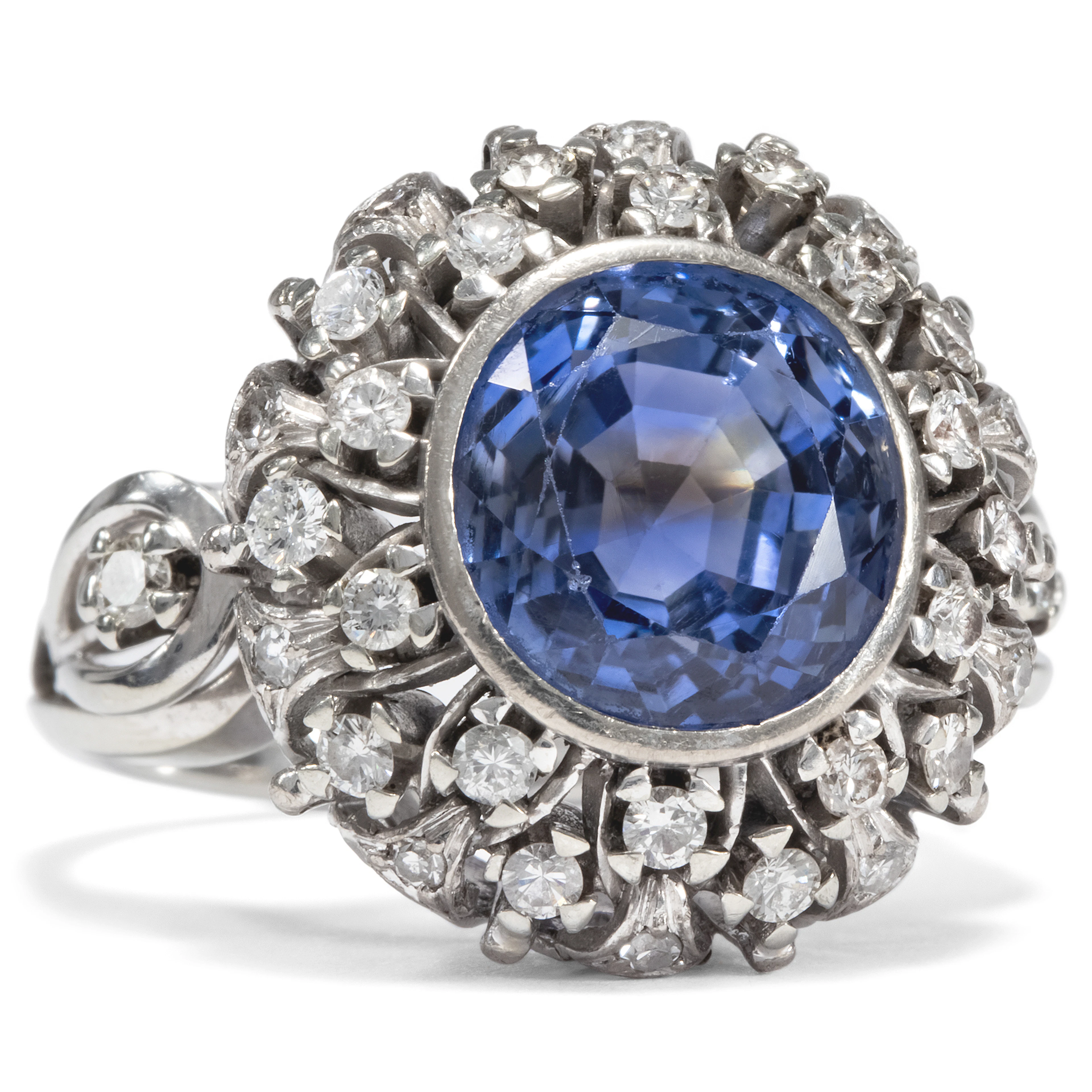 Saphir mit Spitzenhäubchen • Hochwertiger vintage Ring mit unbehandeltem