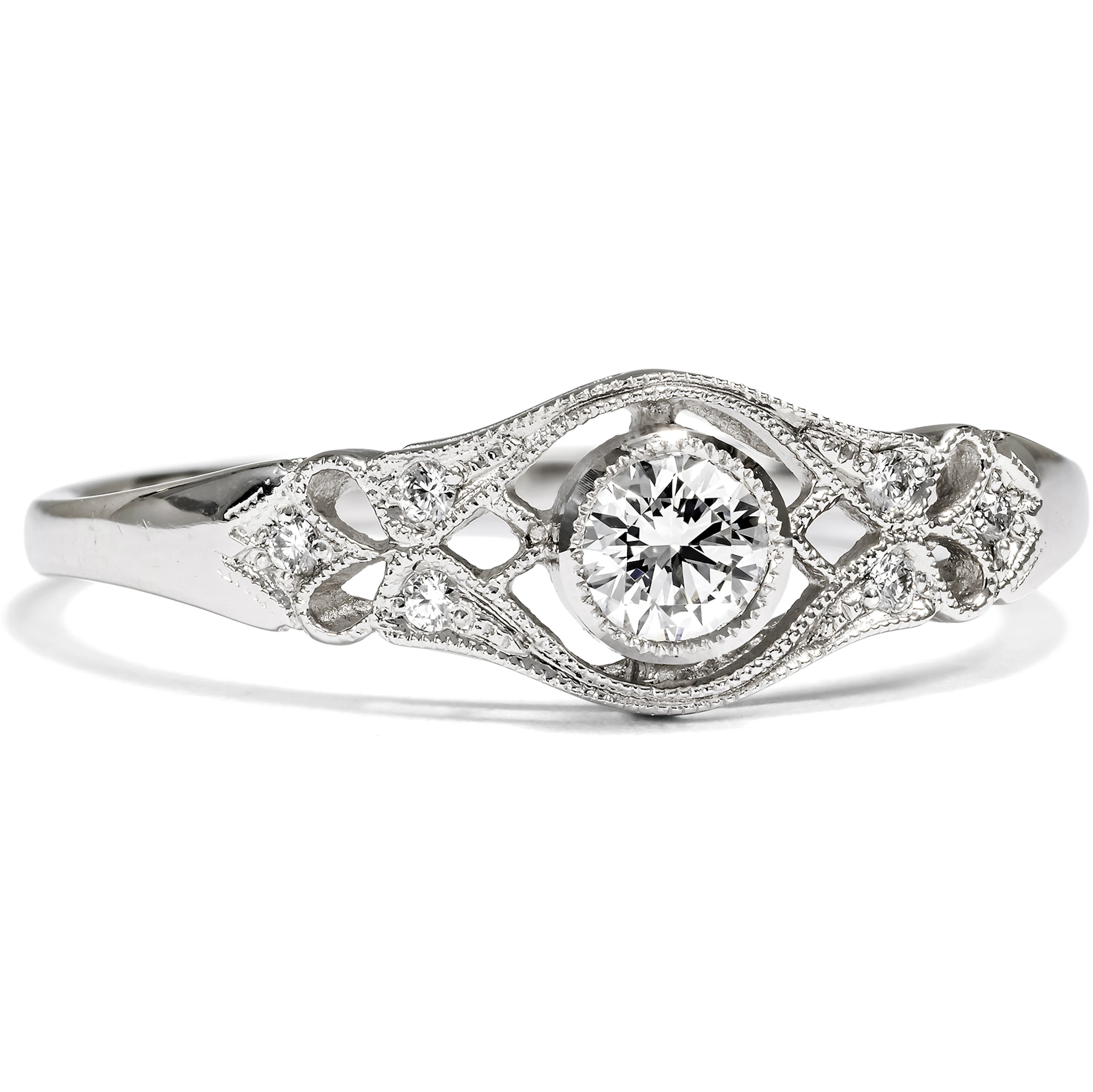 Delicate White Gold Ring With Flawless Diamond From Our Workshop