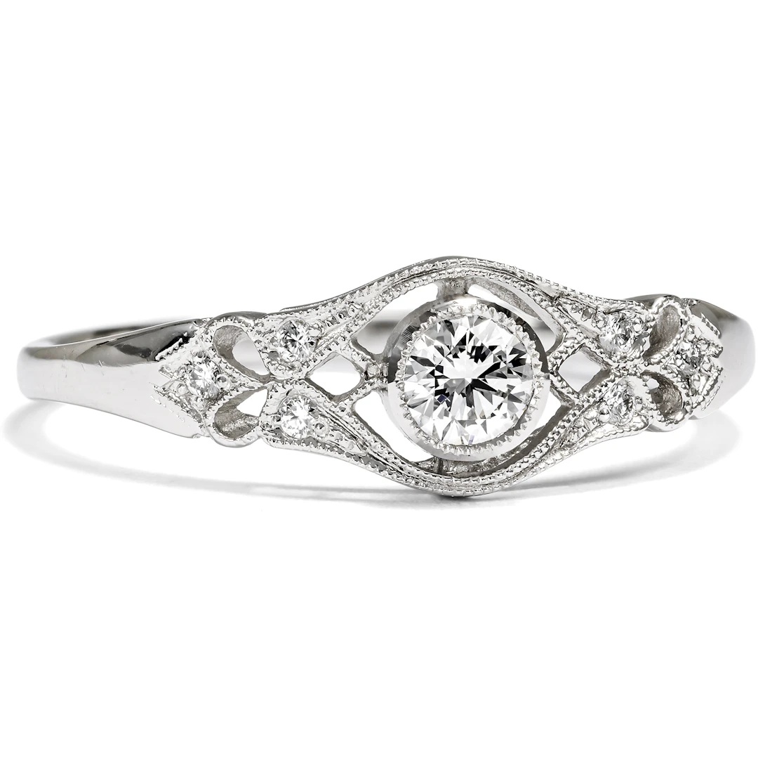 Delicate White Gold Ring With Flawless Diamond From Our Workshop