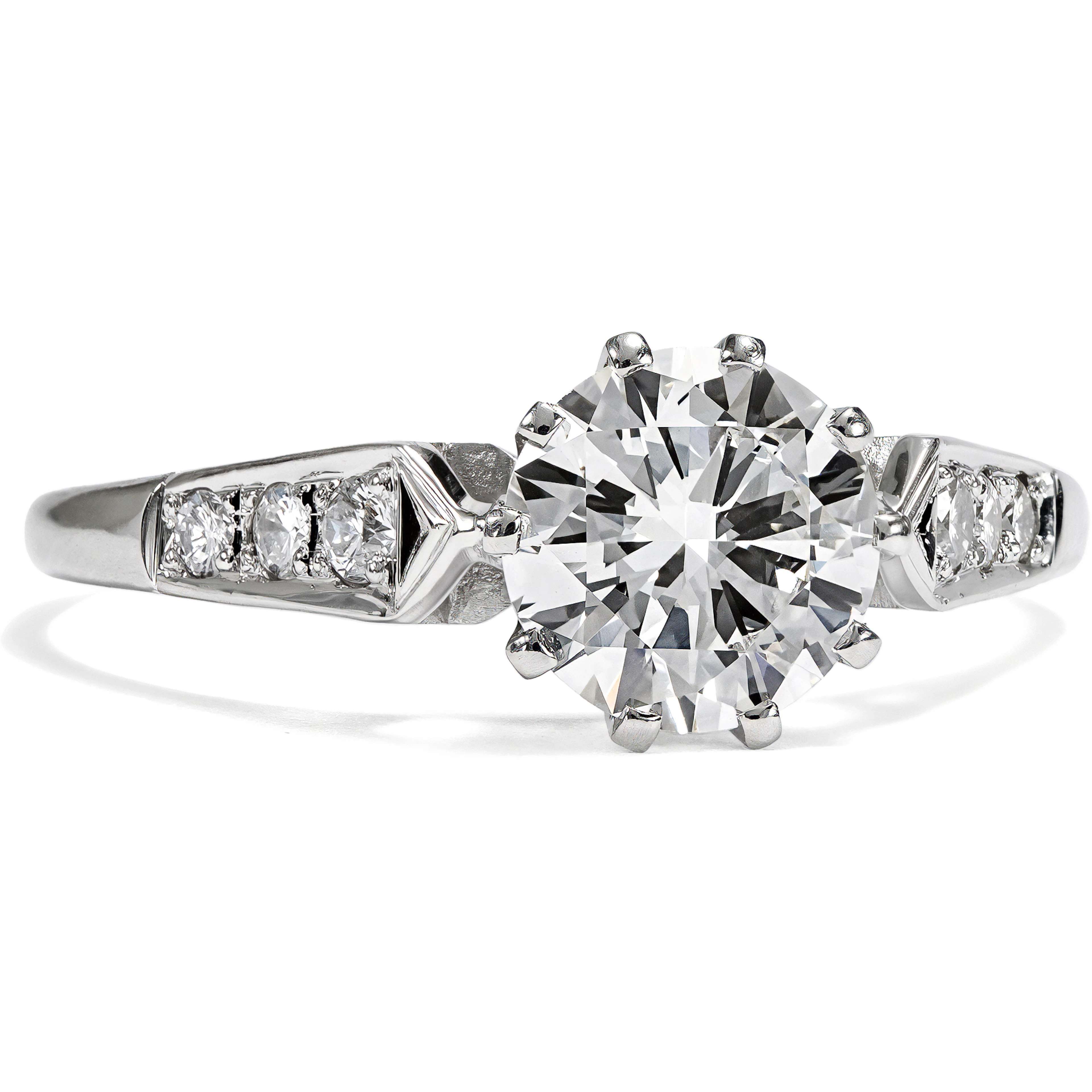 Classic Ring with 1.06 ct Vintage Diamond Set in Platinum from Our Workshop