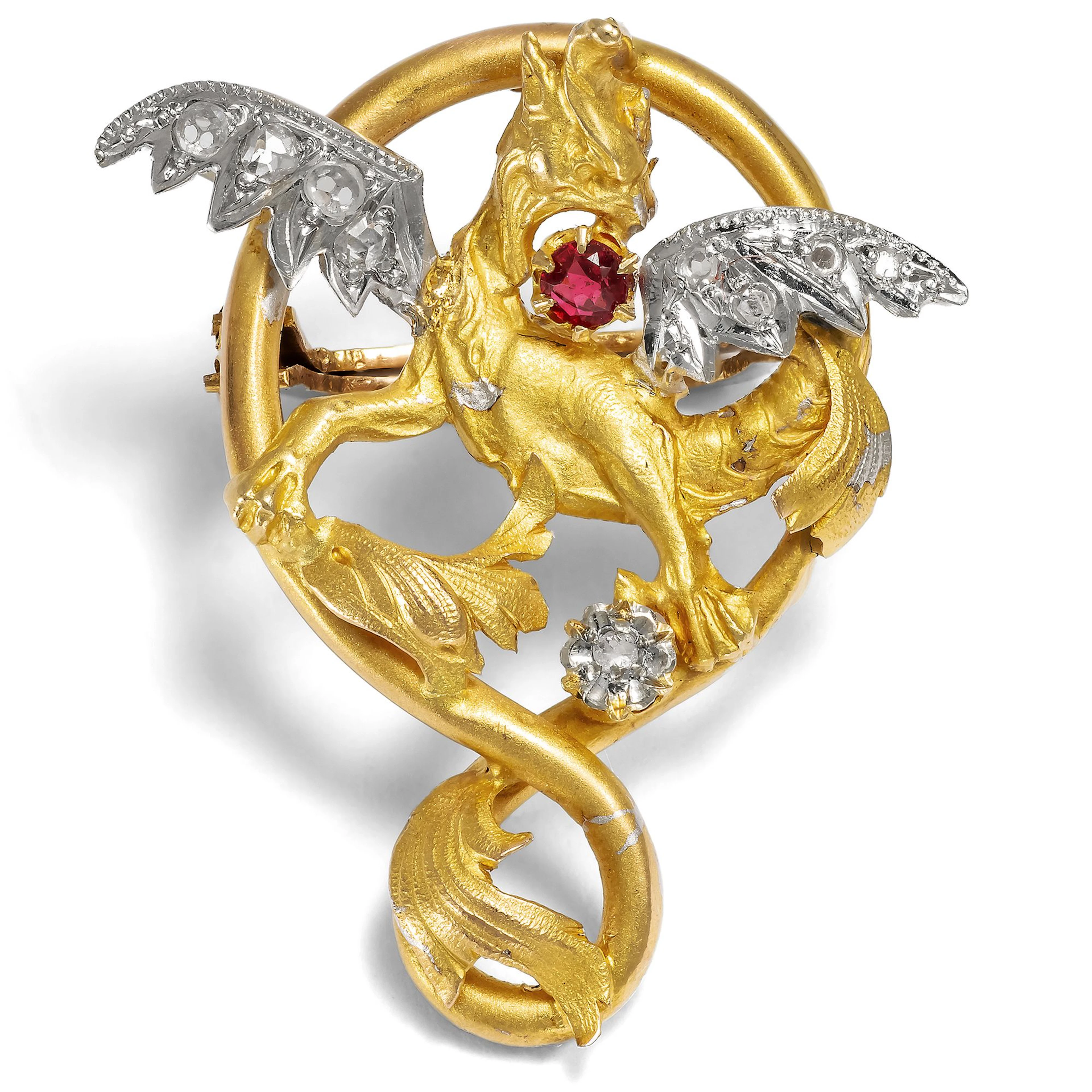 Coulant De Sautoir In The Form Of A Dragon Made Of Gold With Diamonds