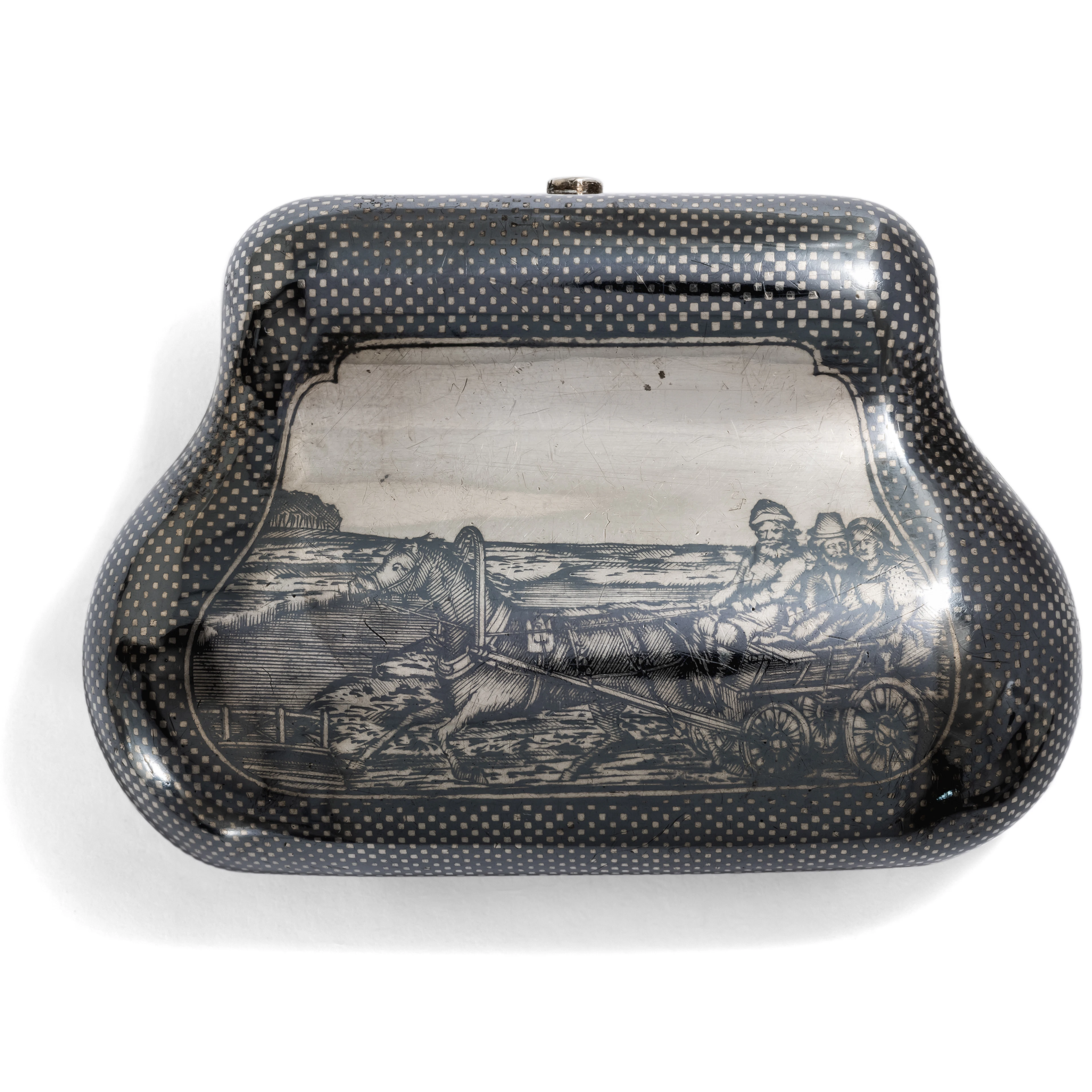 Antique Wallet Made of Silver with Niello, Moscow, c. 1875