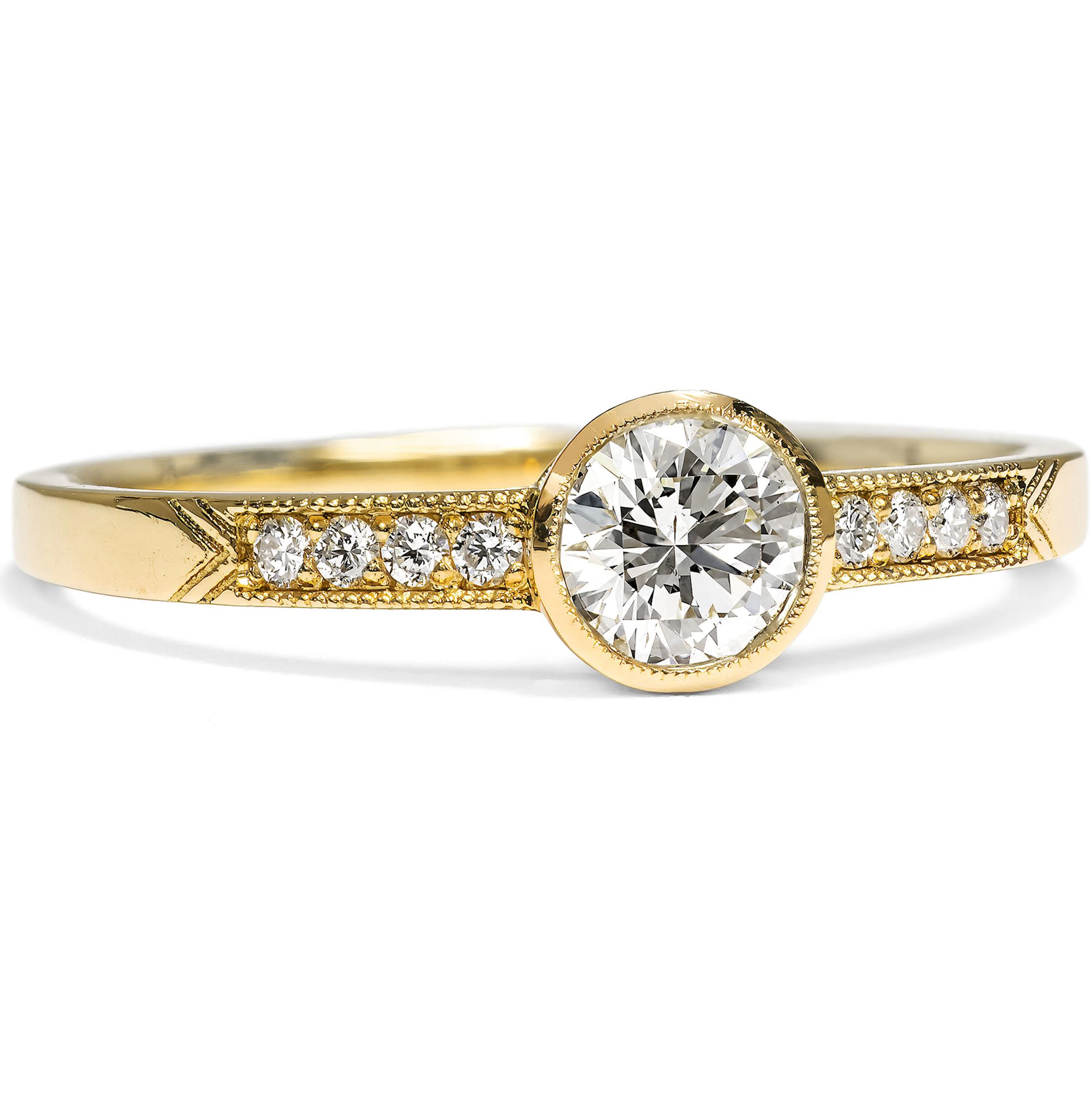 A Yellow Gold Engagement Ring with 0.41 ct Vintage Diamond from Our Workshop