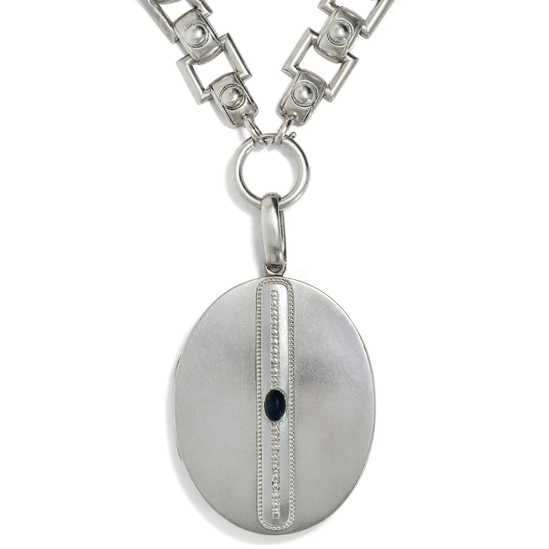 Victorian Silver Chain with Locket, British, c. 1880