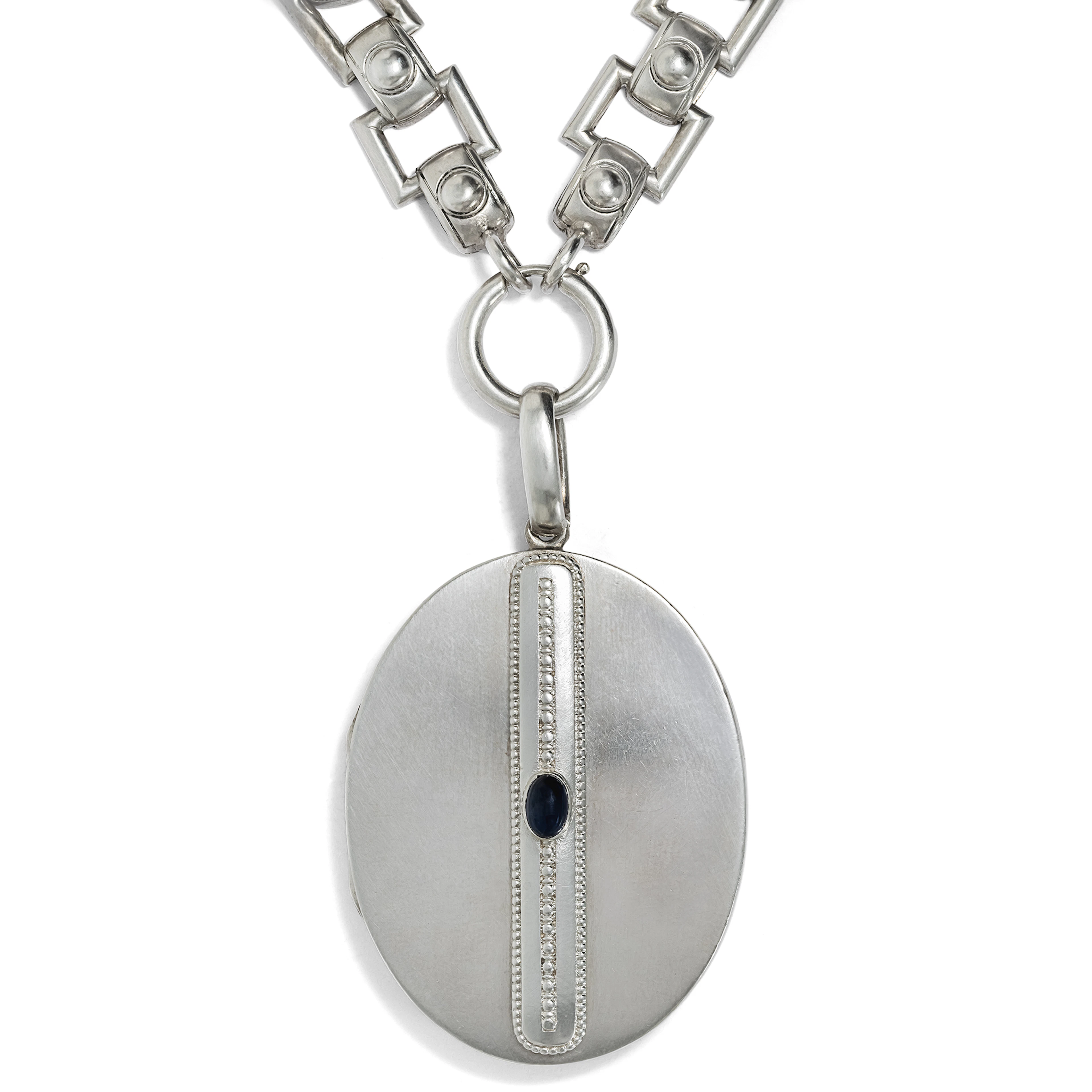 Victorian Silver Chain with Locket, British, c. 1880