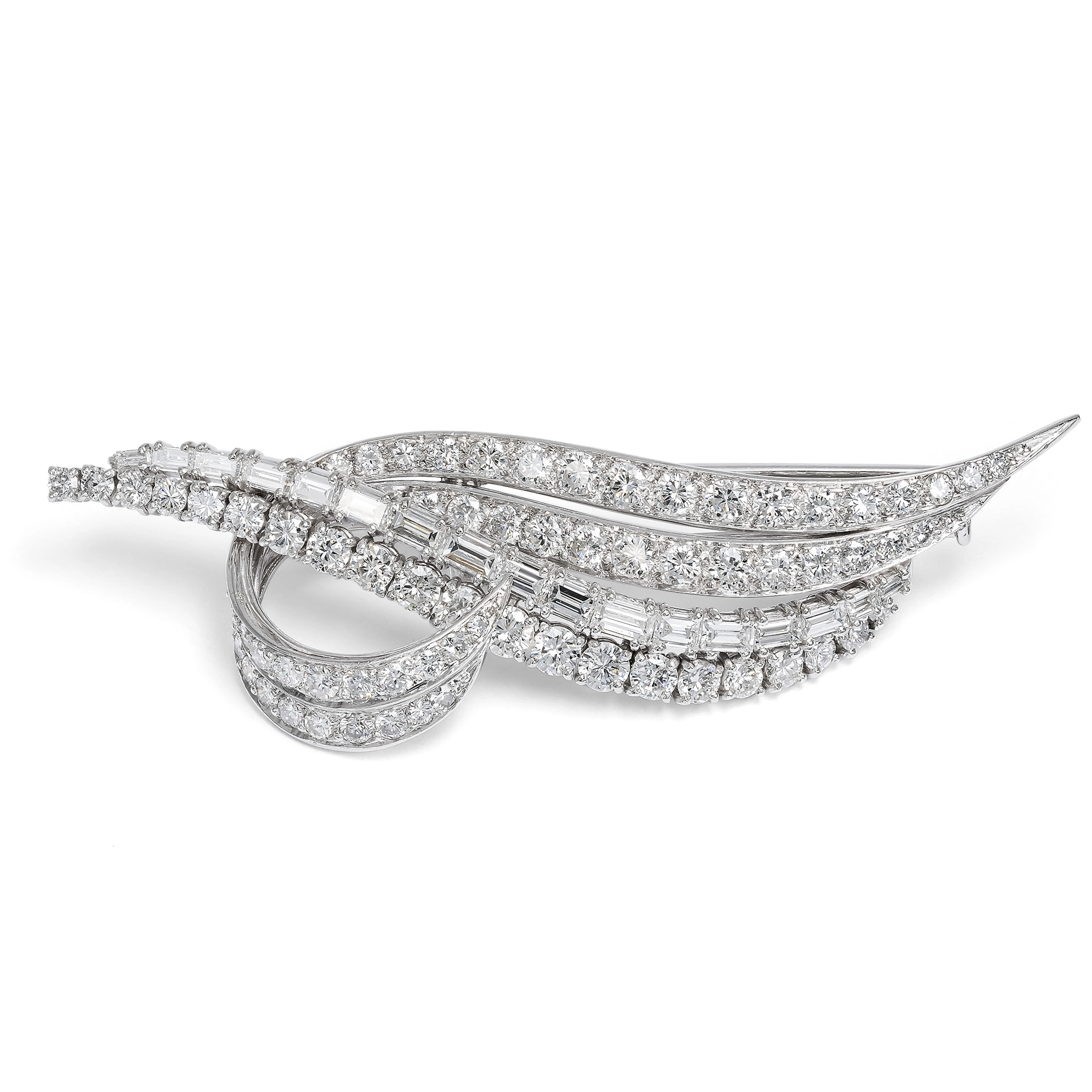 Vintage Brooch with 6.30 ct Diamonds in Platinum, Paris c. 1960