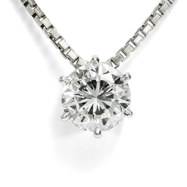 Vintage Necklace with 1.01 ct Brilliant Diamond in White Gold, c. 1975