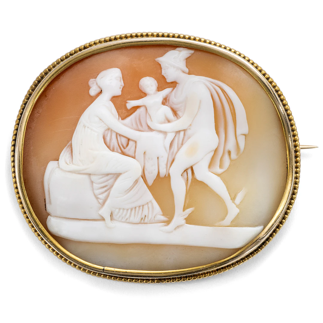 Antique Cameo Gold Brooch after Thorvaldsen, c. 1860