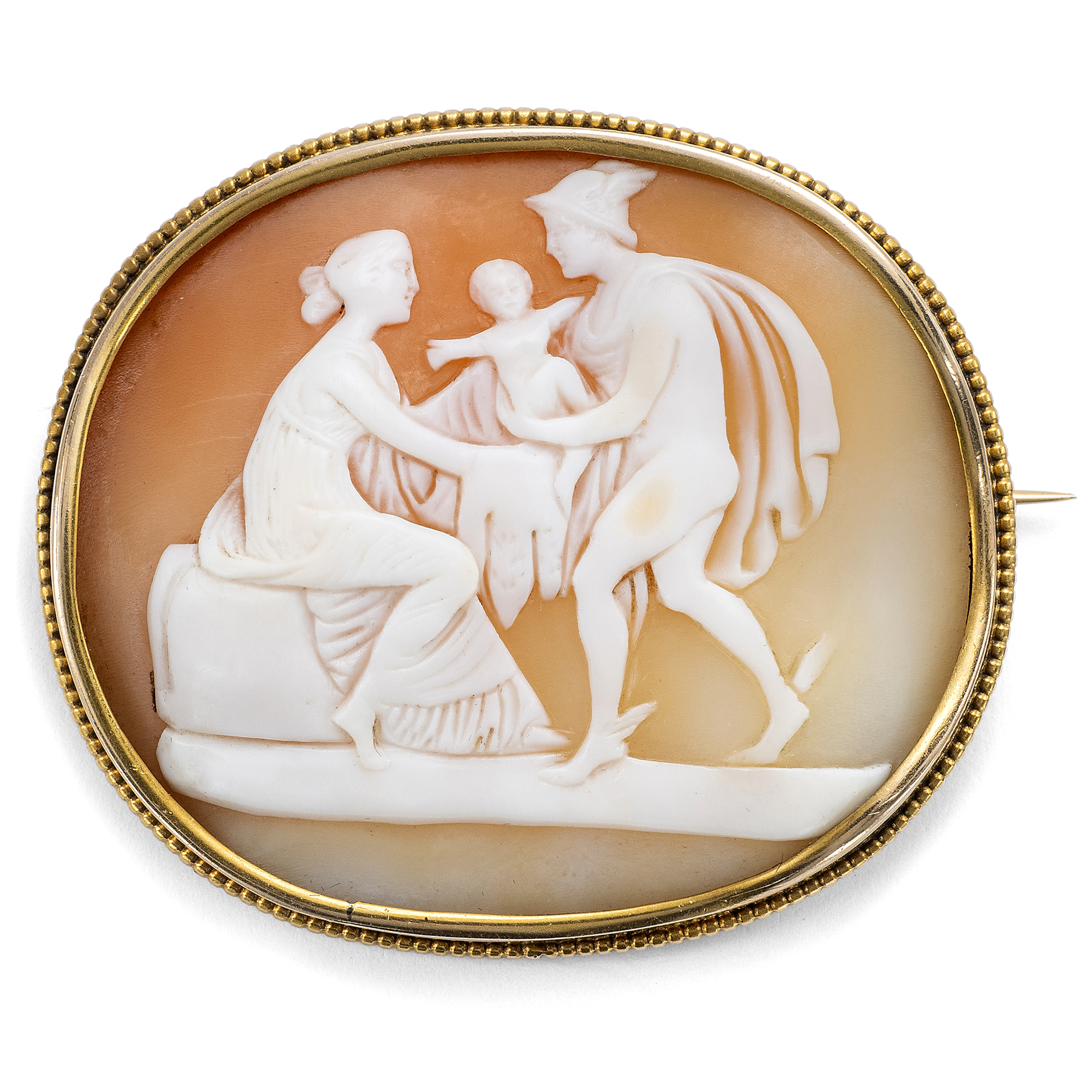 Antique Cameo Gold Brooch after Thorvaldsen, c. 1860