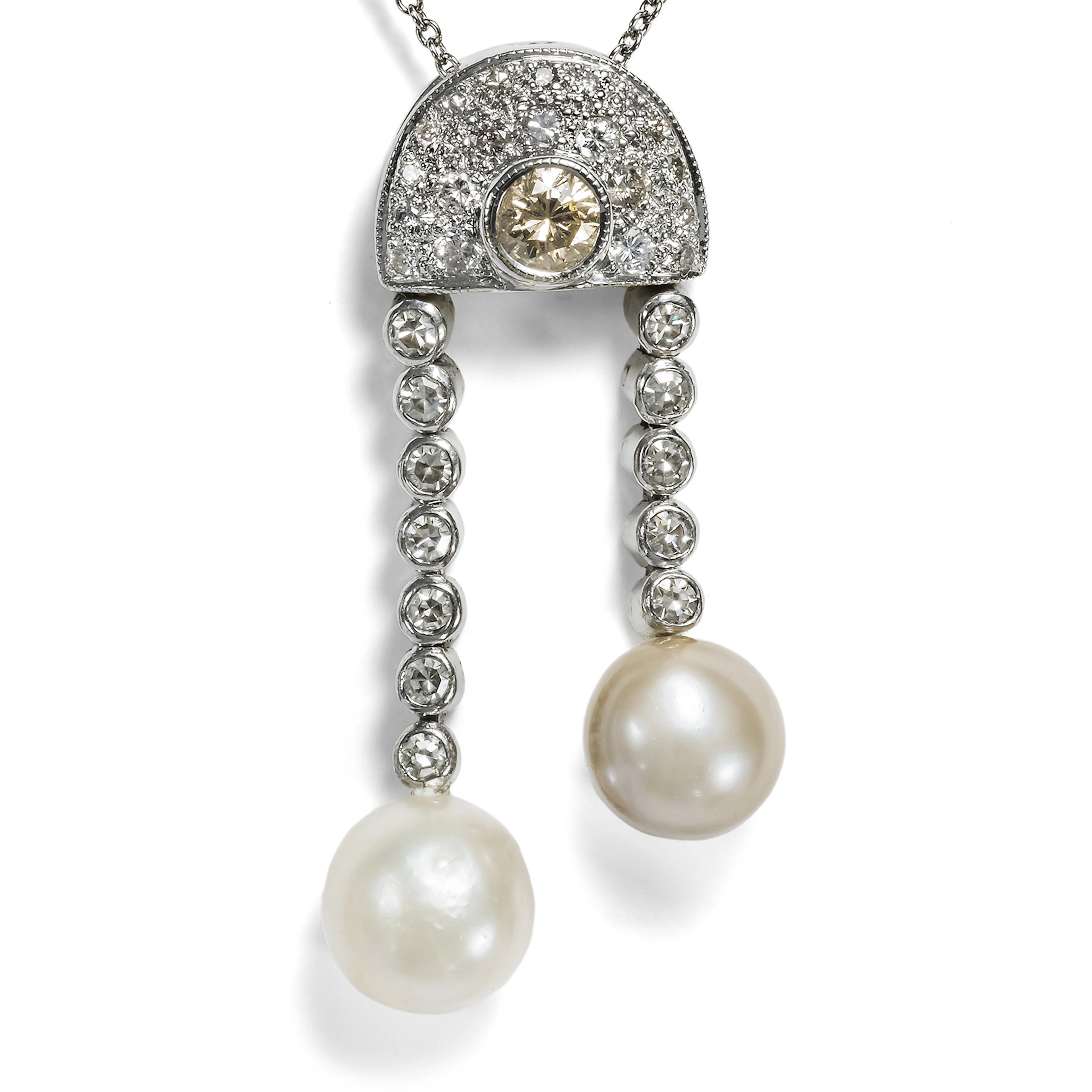 Elegant Vintage Pendant with Natural Pearls & Diamonds, c. 2000