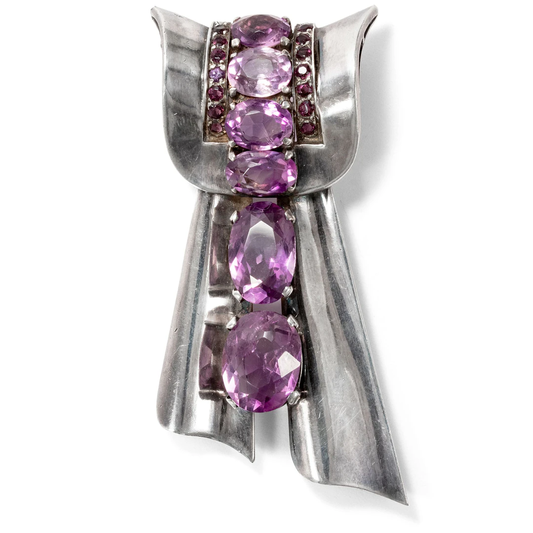 Glamorous Art Deco "Drapery" Clip, Paris 1940s