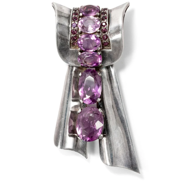 Glamorous Art Deco "Drapery" Clip, Paris 1940s