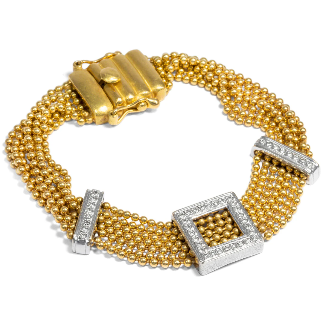 Vintage Bracelet with Diamonds in Yellow & White Gold, c. 1985