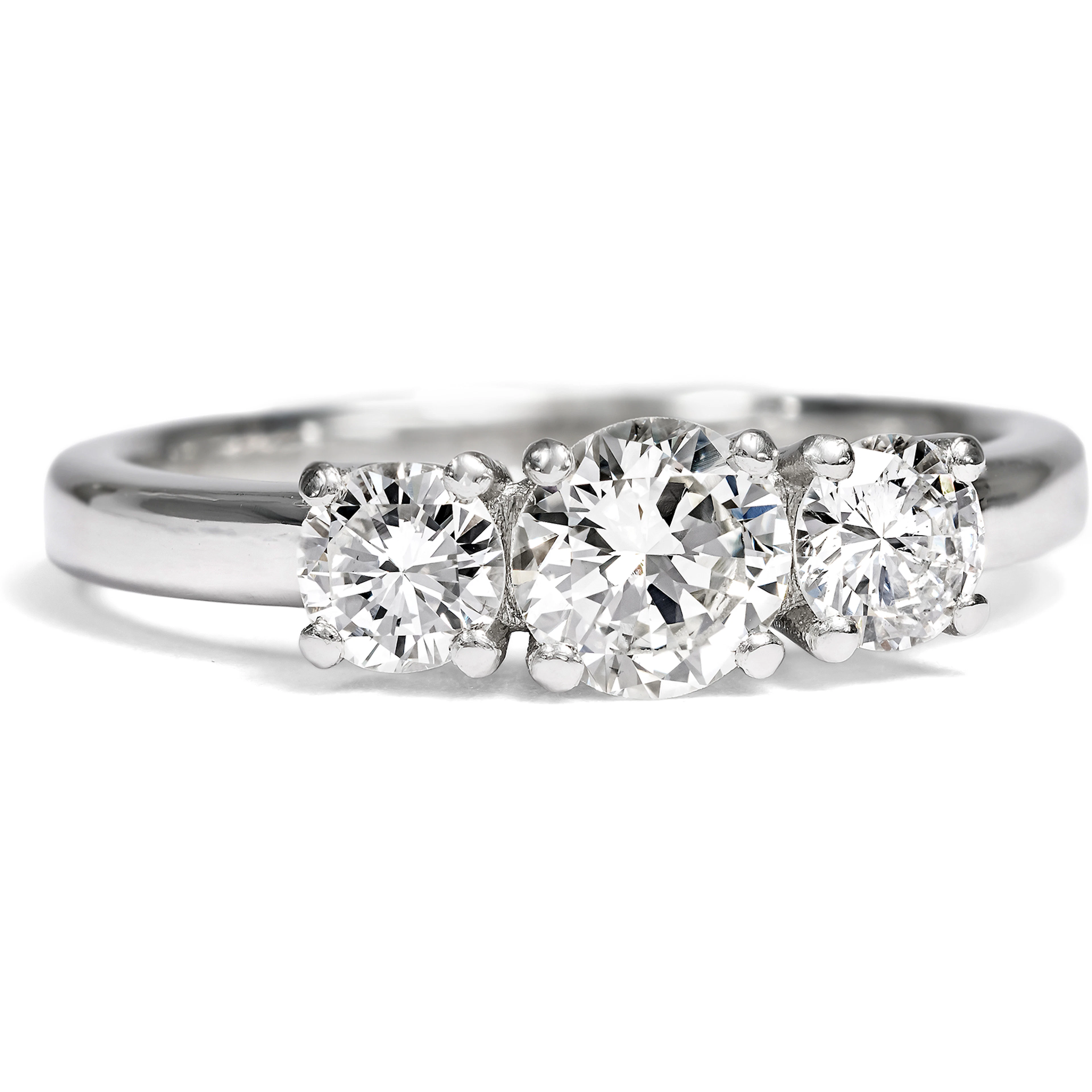 Unworn "Trilogy" Platinum Ring with Vintage Diamonds From Our Workshop