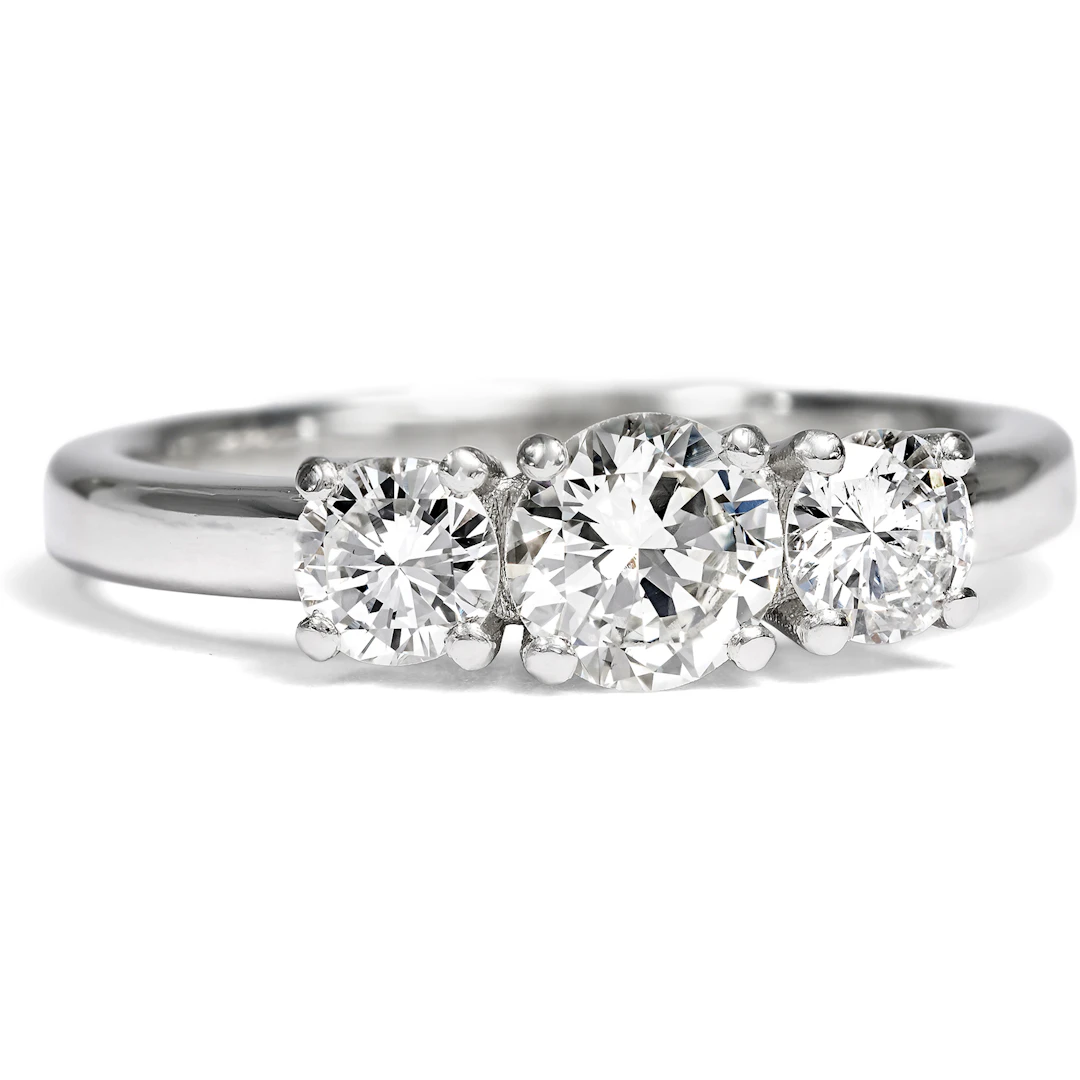 Unworn "Trilogy" Platinum Ring with Vintage Diamonds From Our Workshop