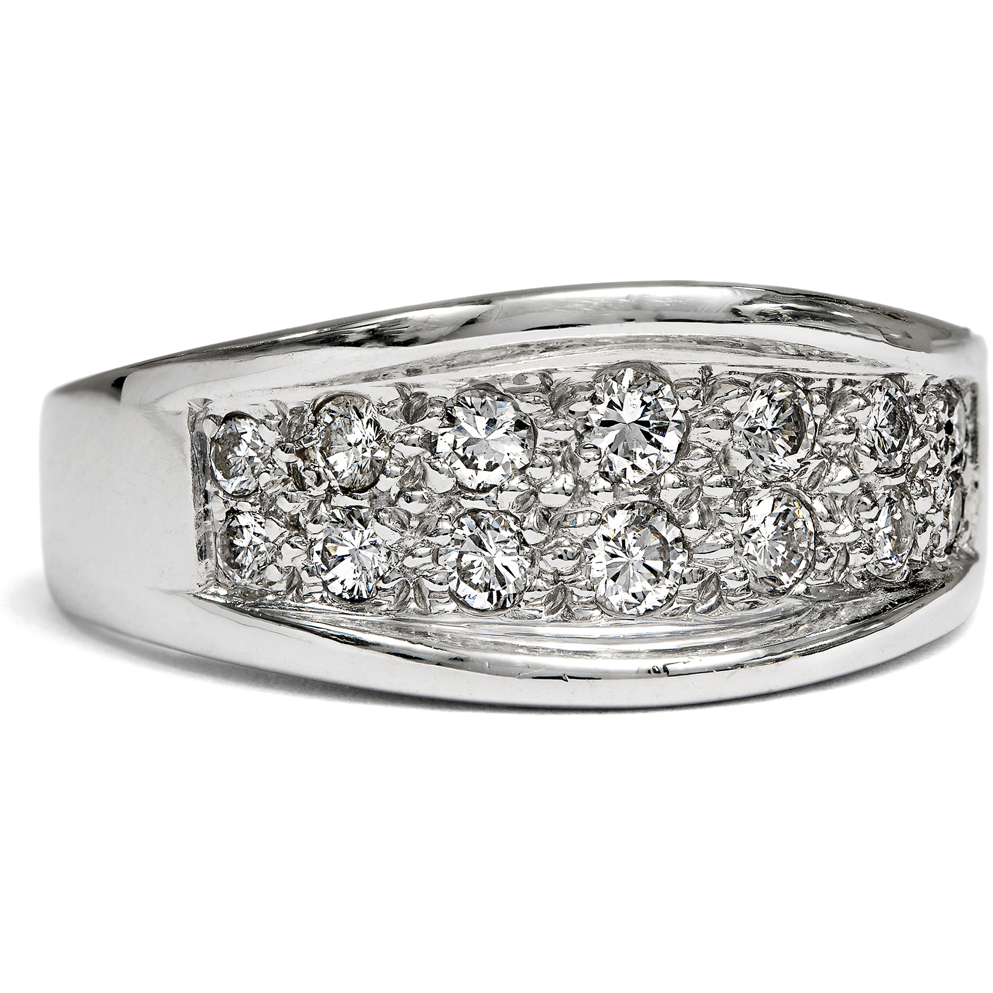 Vintage White Gold Ring with 0.44 ct Brilliant Cut Diamonds, Germany c. 1985
