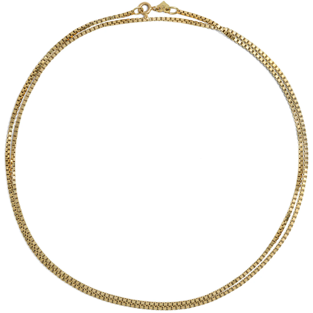 Vintage Box Chain Necklace in Yellow Gold, 70 cm Long, 2nd Half of the Century