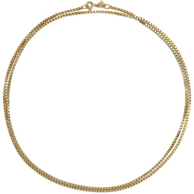 Vintage Box Chain Necklace in Yellow Gold, 70 cm Long, 2nd Half of the Century