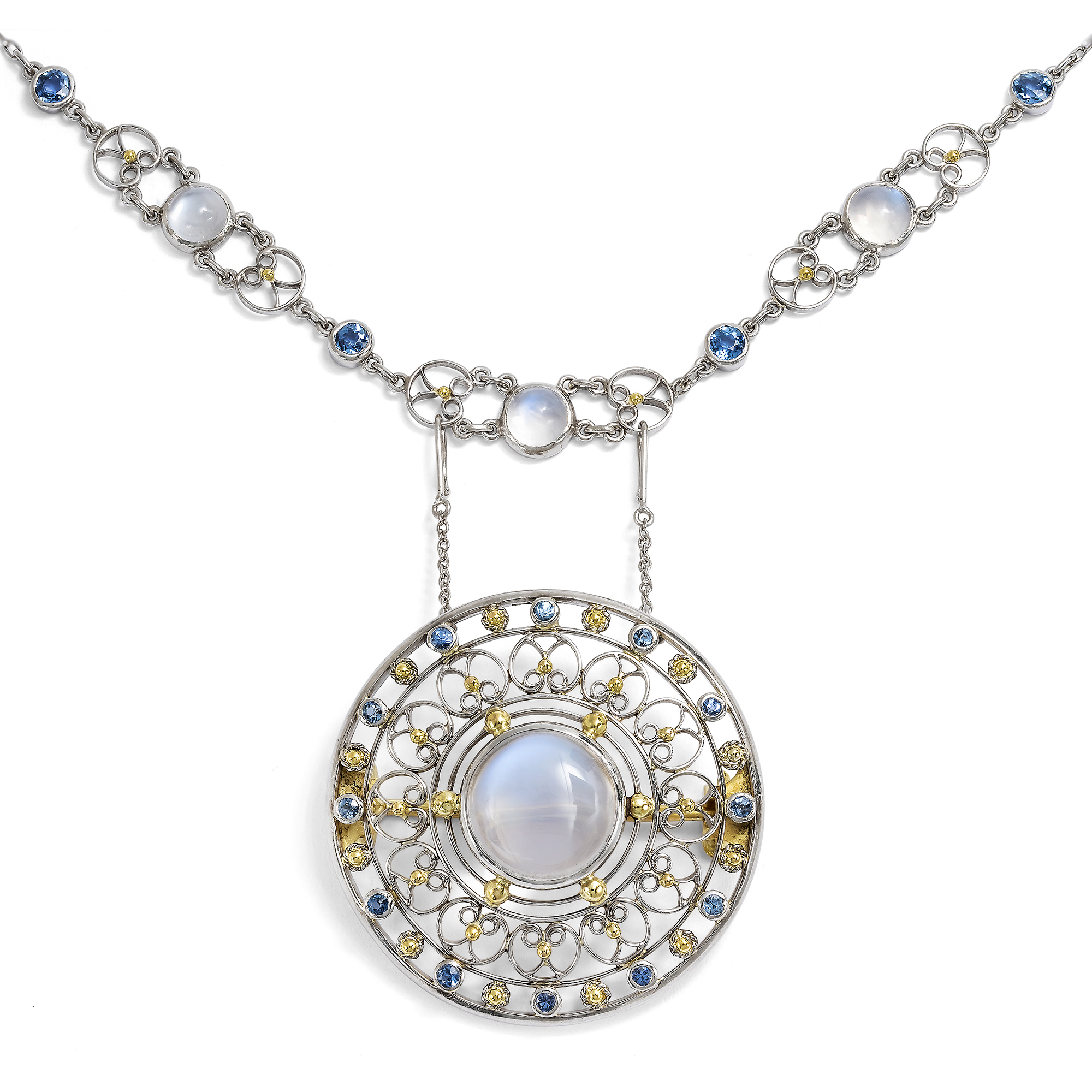 Antique Necklace with Sapphires & Moonstones by Tiffany & Co, New York, c. 1915
