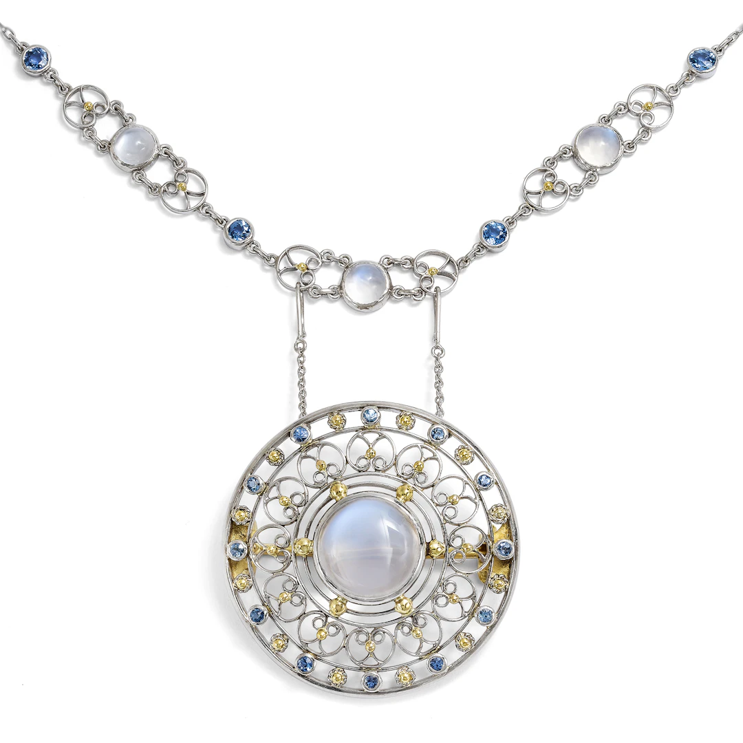 Antique Necklace with Sapphires & Moonstones by Tiffany & Co, New York, c. 1915