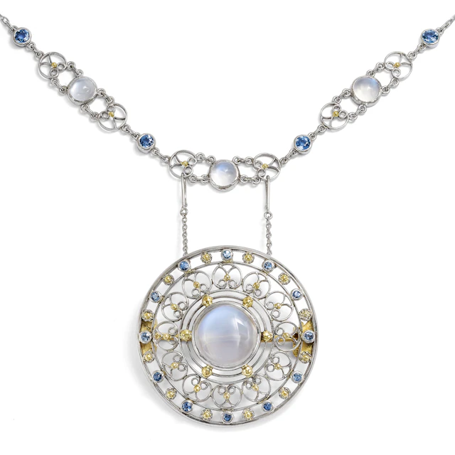 Antique Necklace with Sapphires & Moonstones by Tiffany & Co, New York, c. 1915