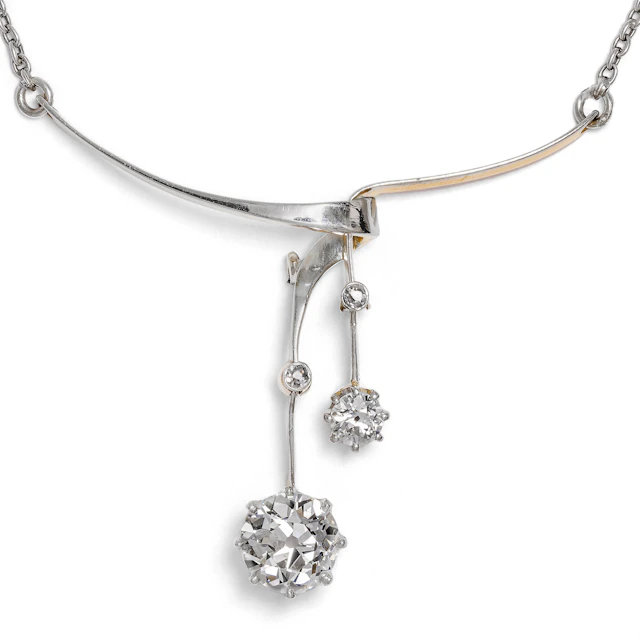 Antique Diamond Negligé Necklace in Platinum on Gold, c. 1905