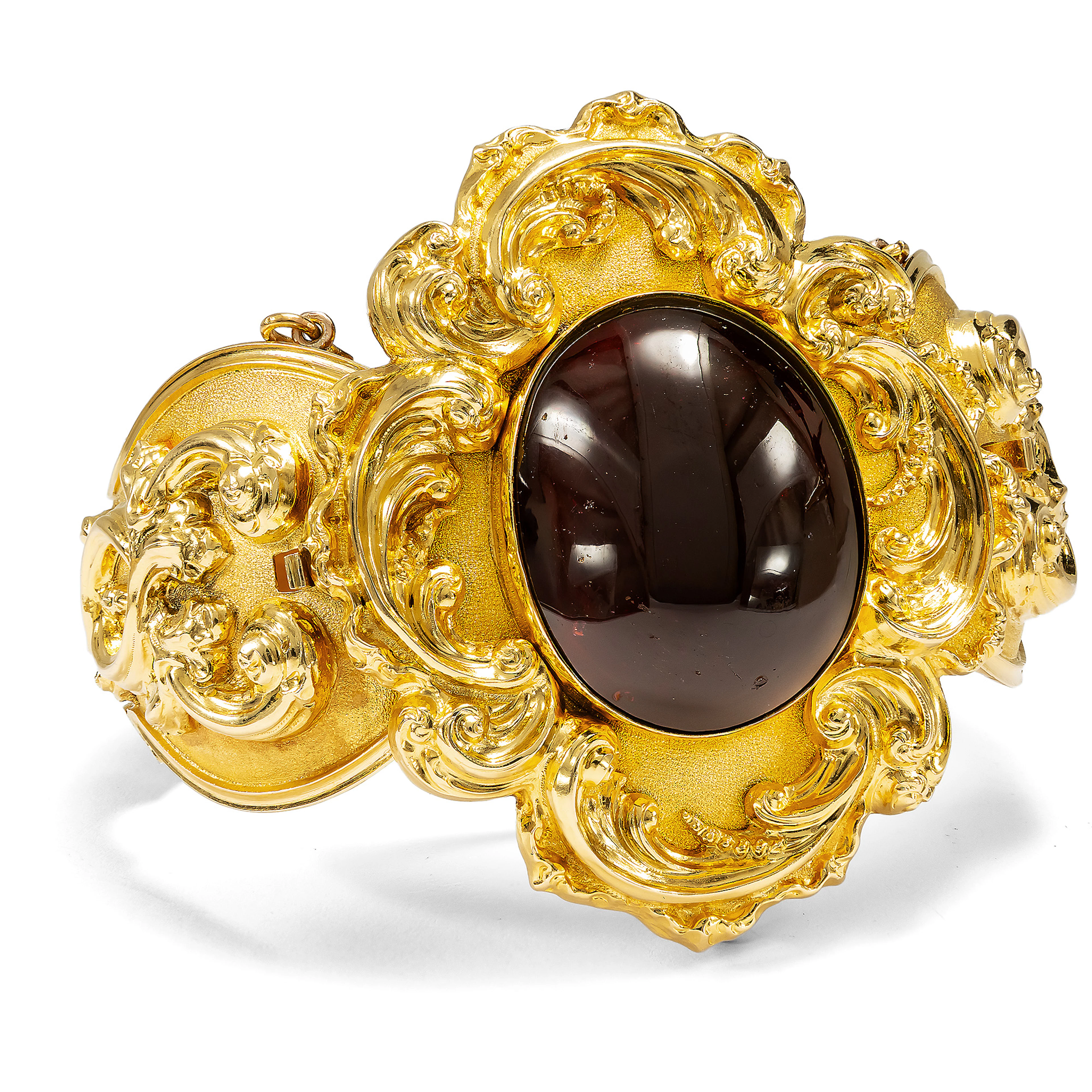 Magnificent Garnet and Gold Bangle, Convertible to a Pendant & Brooch, c. 1840