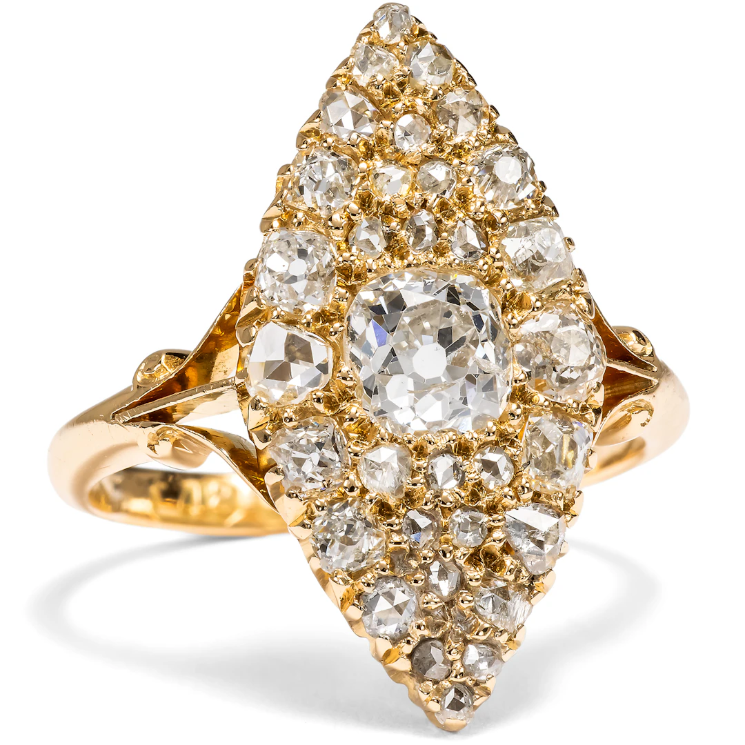 Victorian Marquise Ring with Old-Cut Diamonds, England, c. 1890