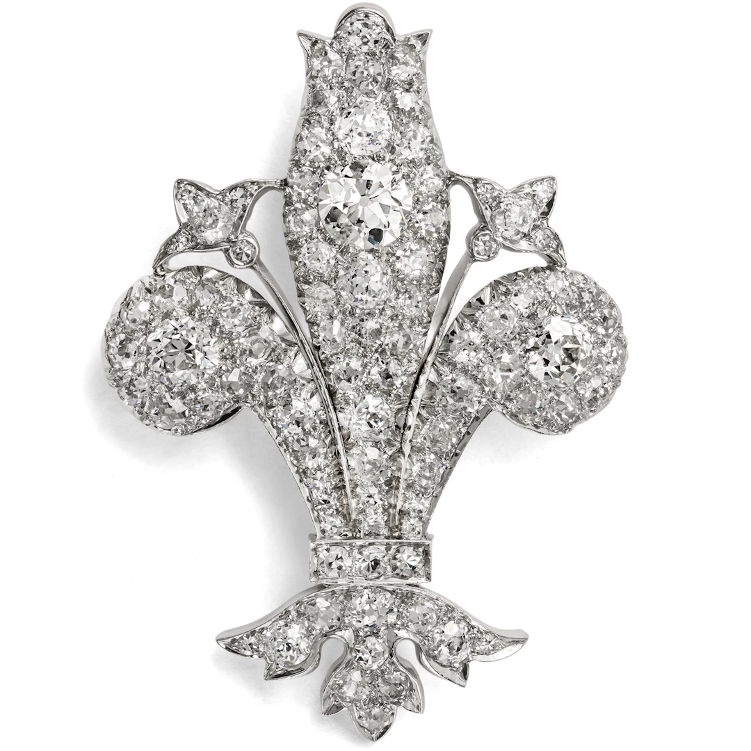Large Antique Platinum Brooch with & 5.30 ct Diamonds, c. 1910