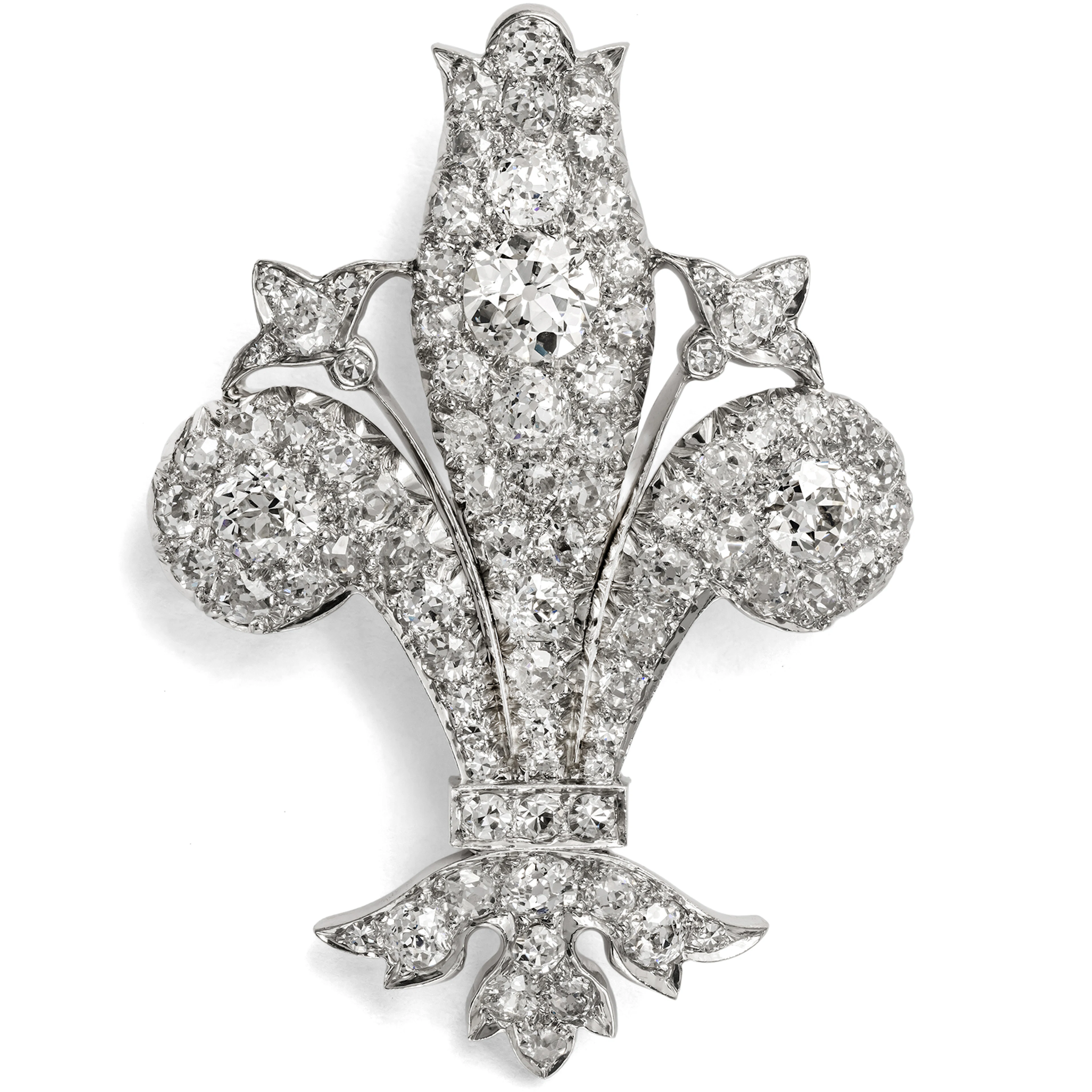 Large Antique Platinum Brooch with & 5.30 ct Diamonds, c. 1910