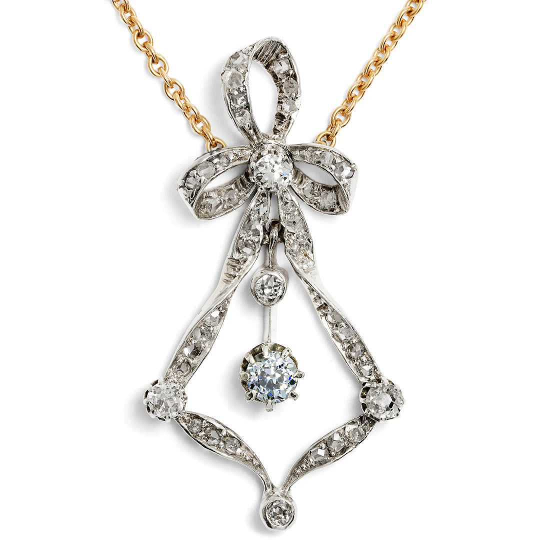 Belle Époque Necklace with a Natural “Fancy Blue” Diamond, c. 1905
