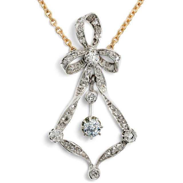 Belle Époque Necklace with a Natural “Fancy Blue” Diamond, c. 1905