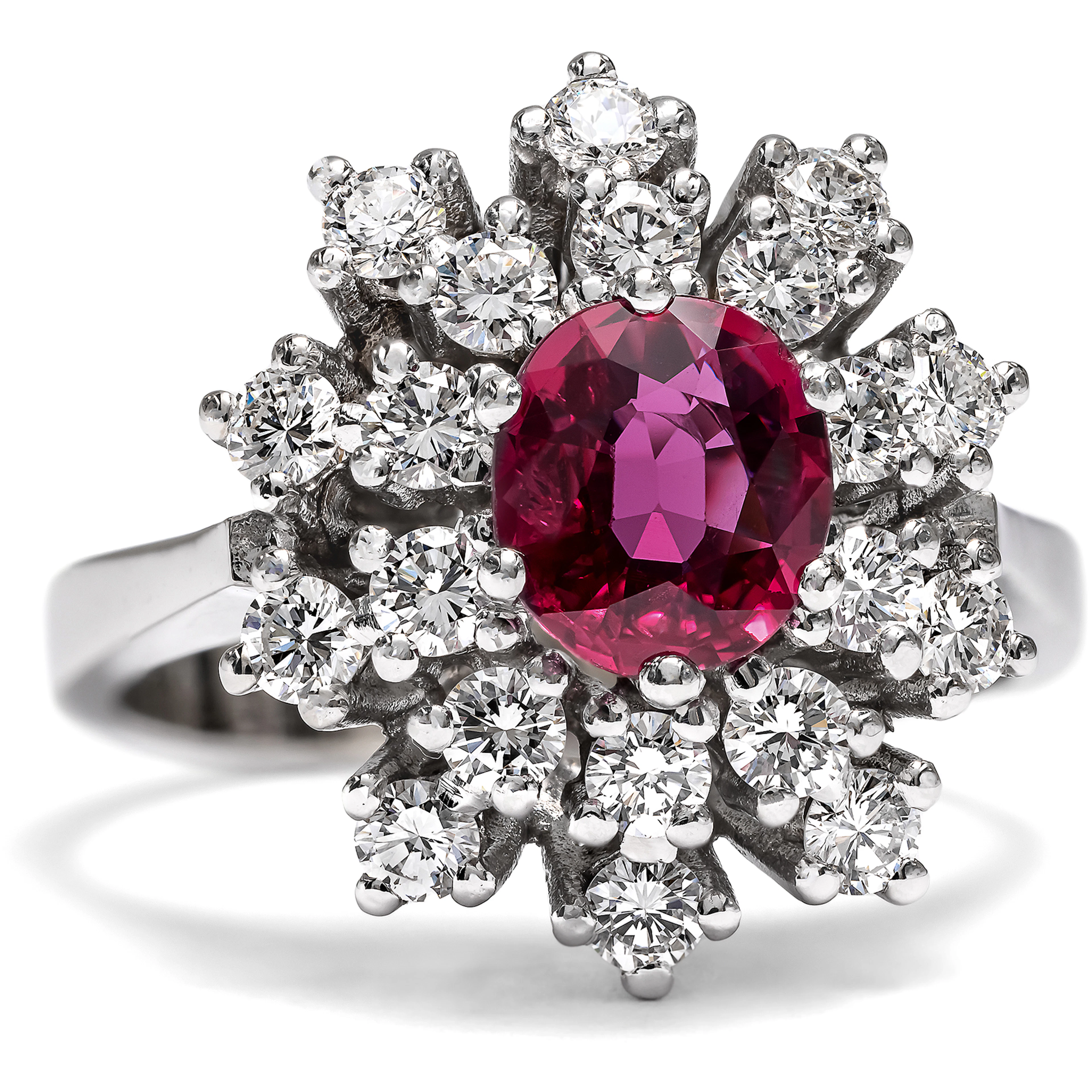Vintage Engagement Ring with Ruby & Diamonds, c. 1970