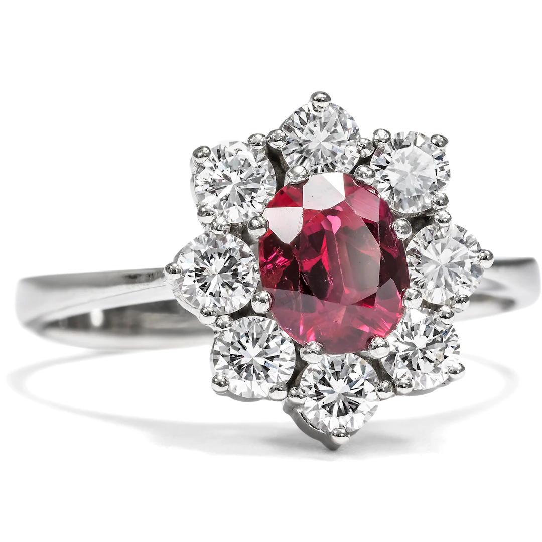 Classic Entourage Ring with Natural Ruby & Diamonds, Vienna, c. 1980