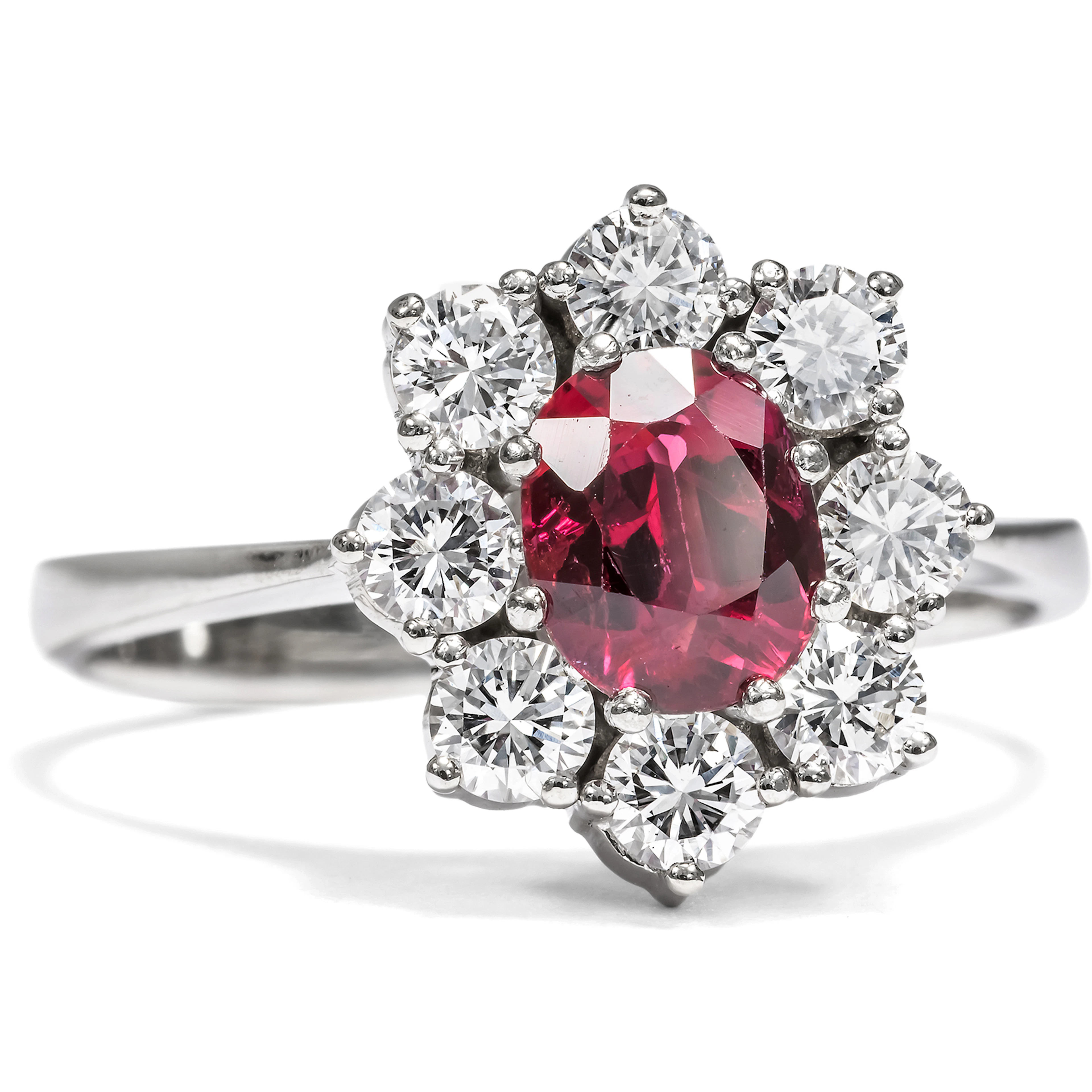Classic Entourage Ring with Natural Ruby & Diamonds, Vienna, c. 1980